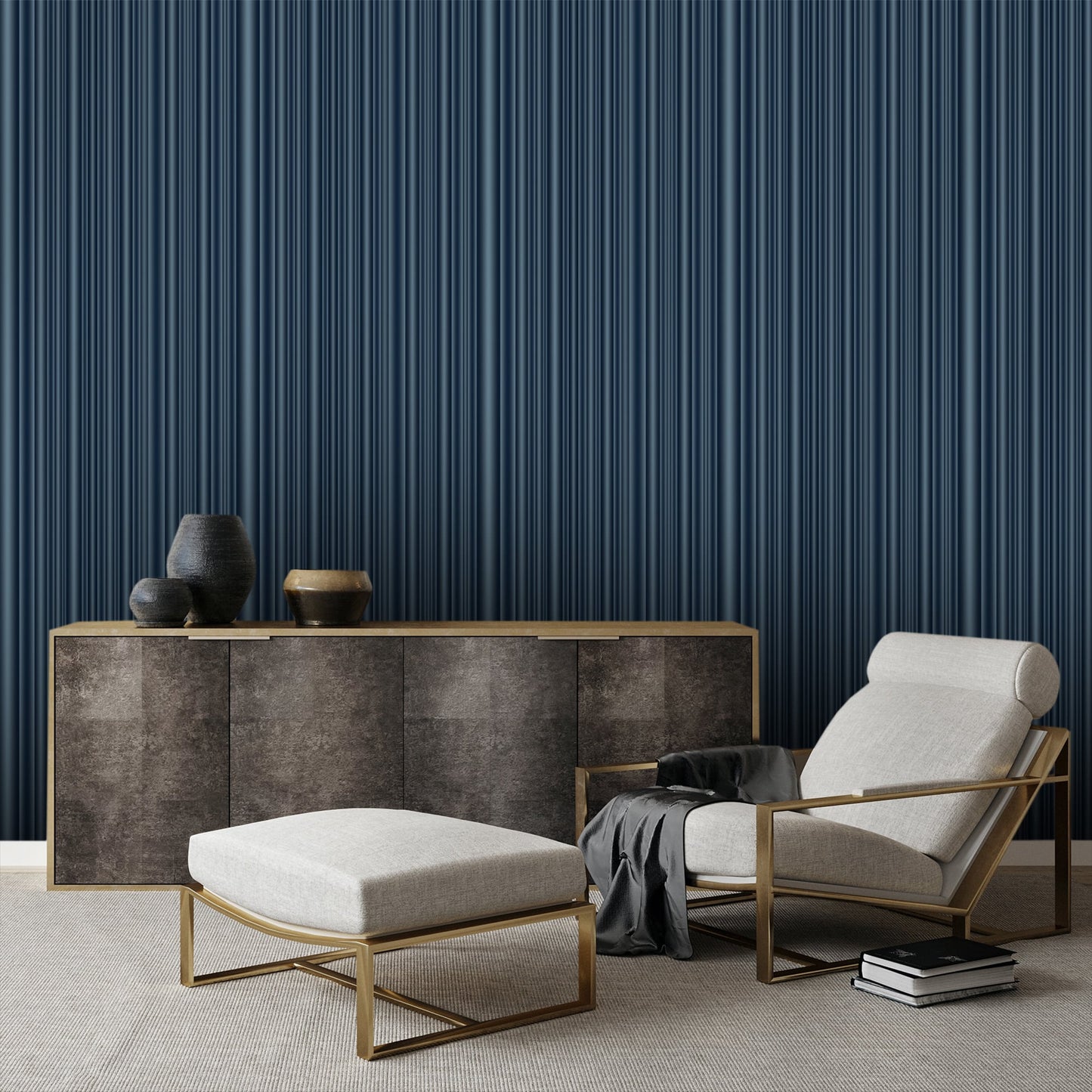 Textured Wallpaper Stripes in Blue