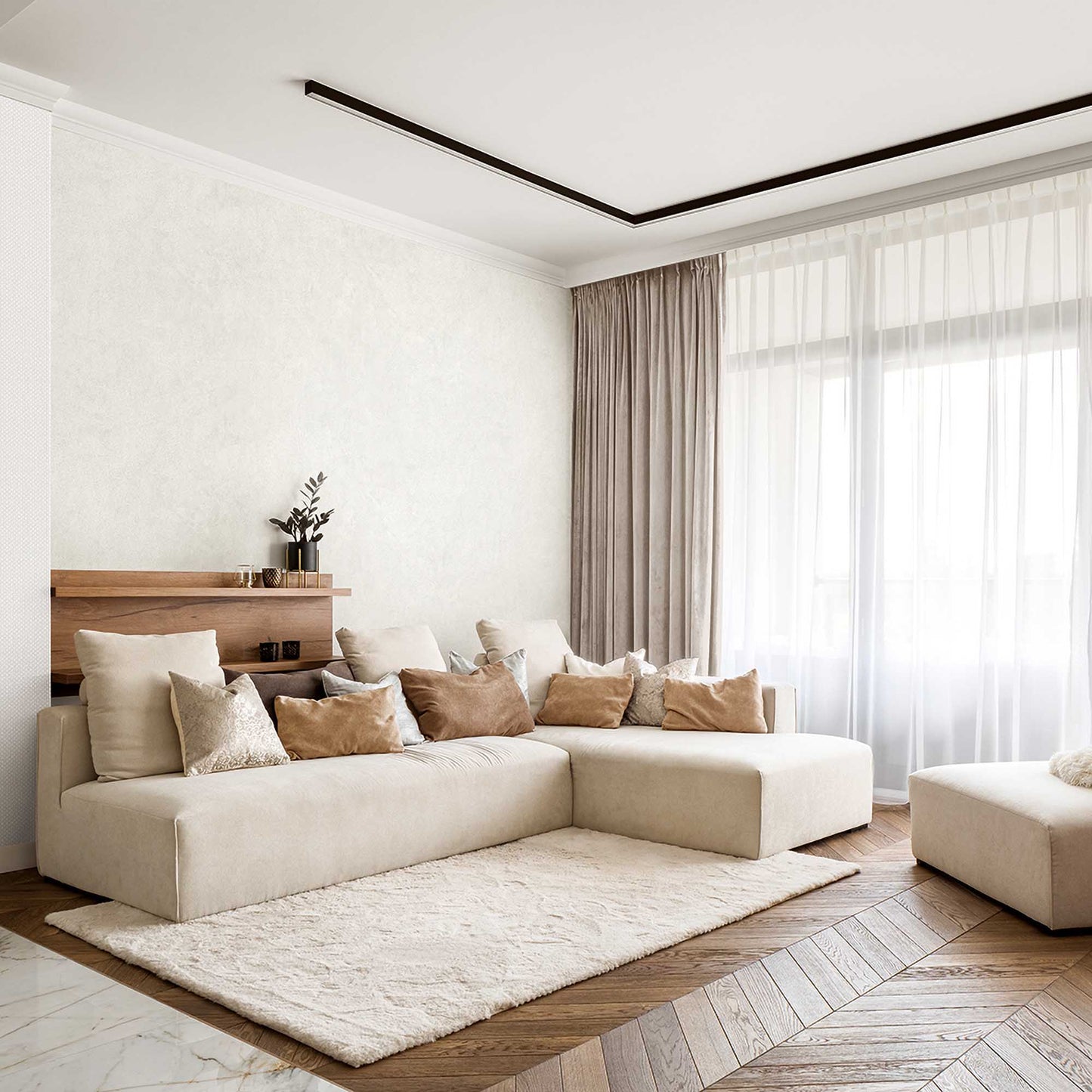 Textured Wallpaper Plastered|Grunge|Abstract in Ivory