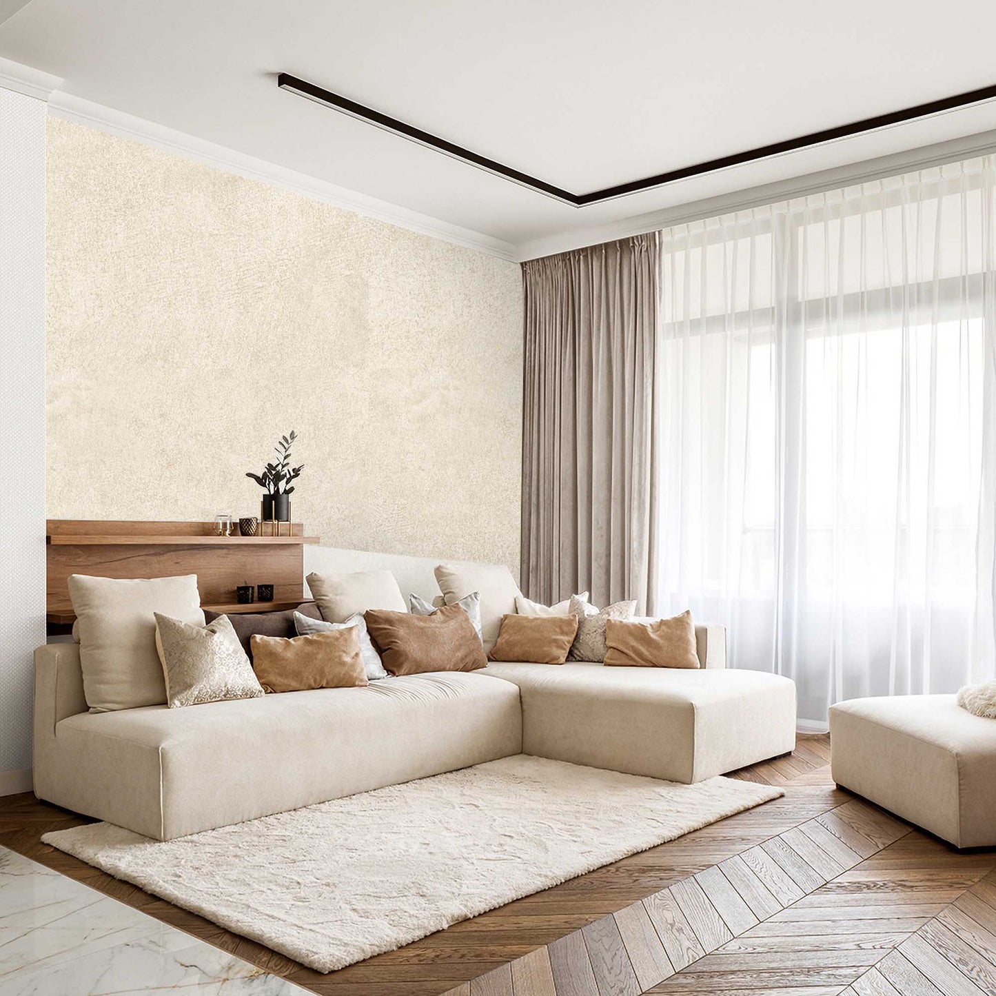 Textured Wallpaper Plastered|Grunge|Abstract in Beige