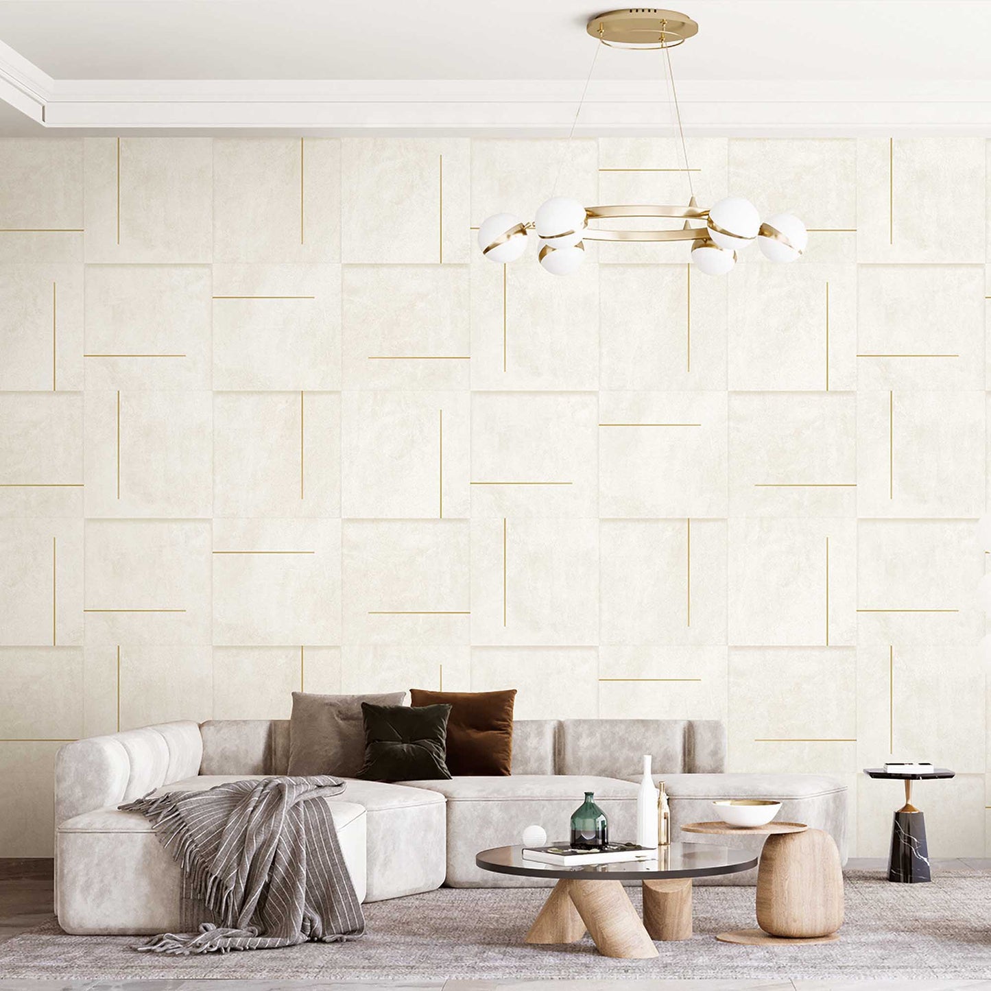 Textured Wallpaper Stone|Abstract in Ivory
