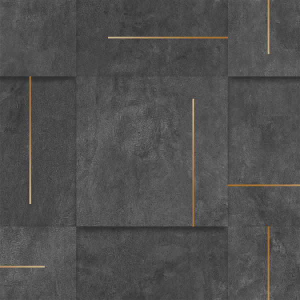 Textured Wallpaper Stone|Abstract in Black|Gold
