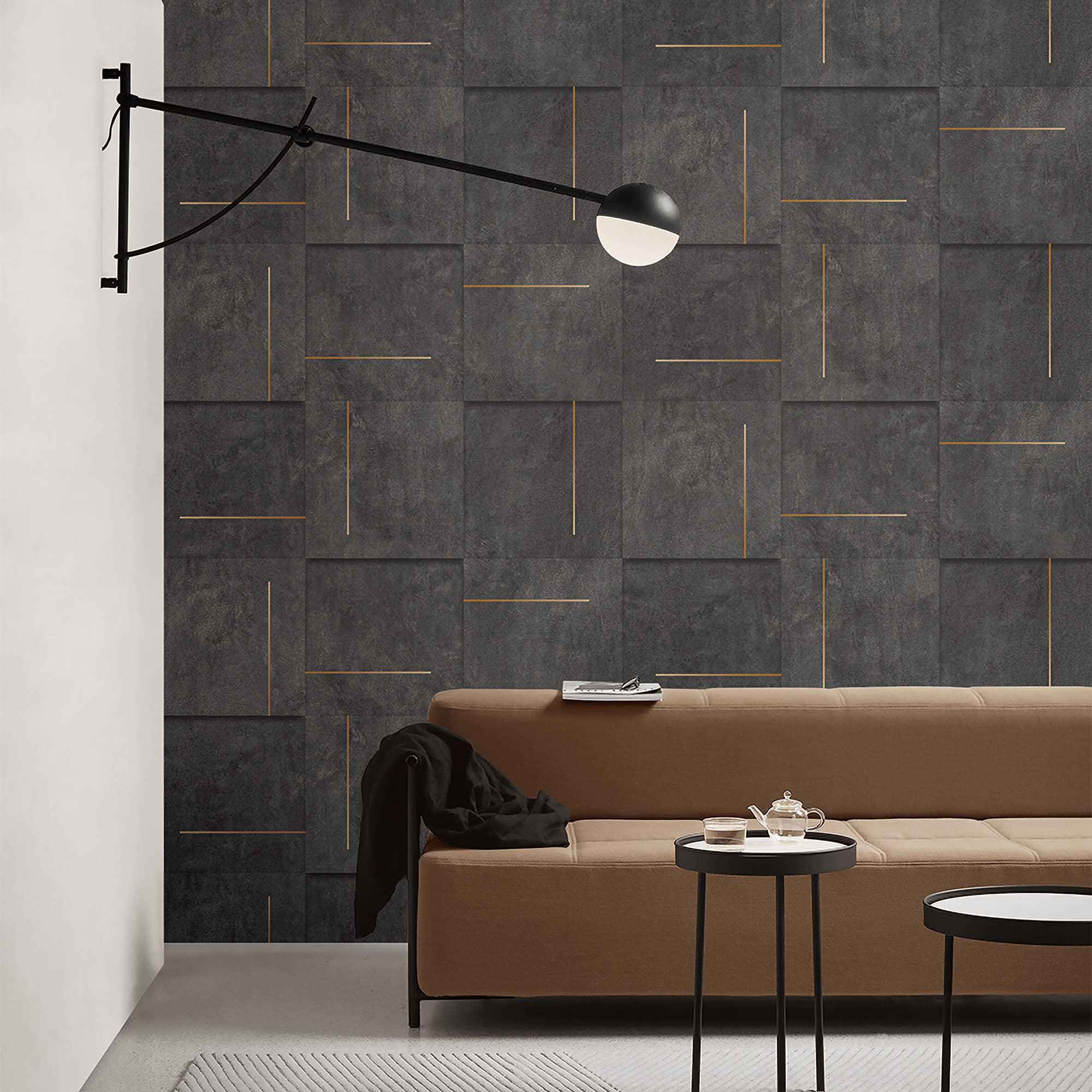 Textured Wallpaper Stone|Abstract in Black|Gold