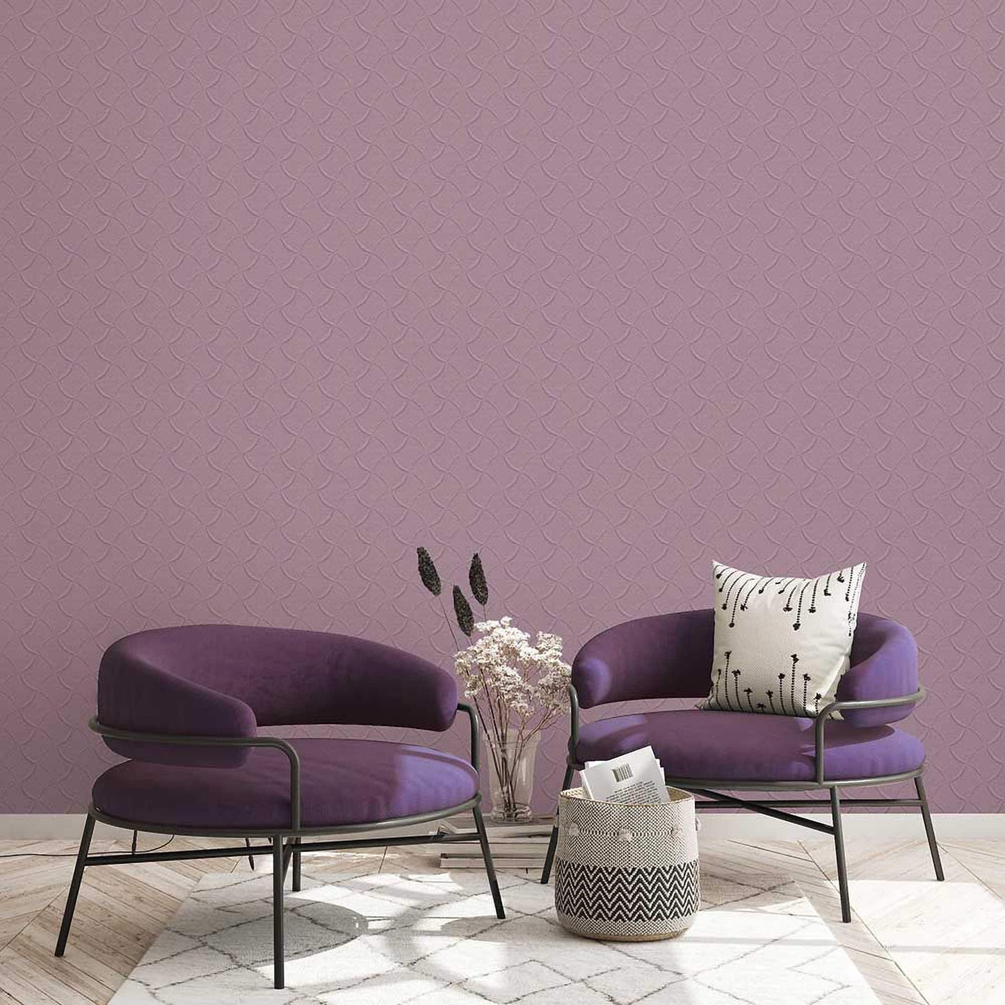 Textured Wallpaper Stone|Abstract in Mauve|Purple