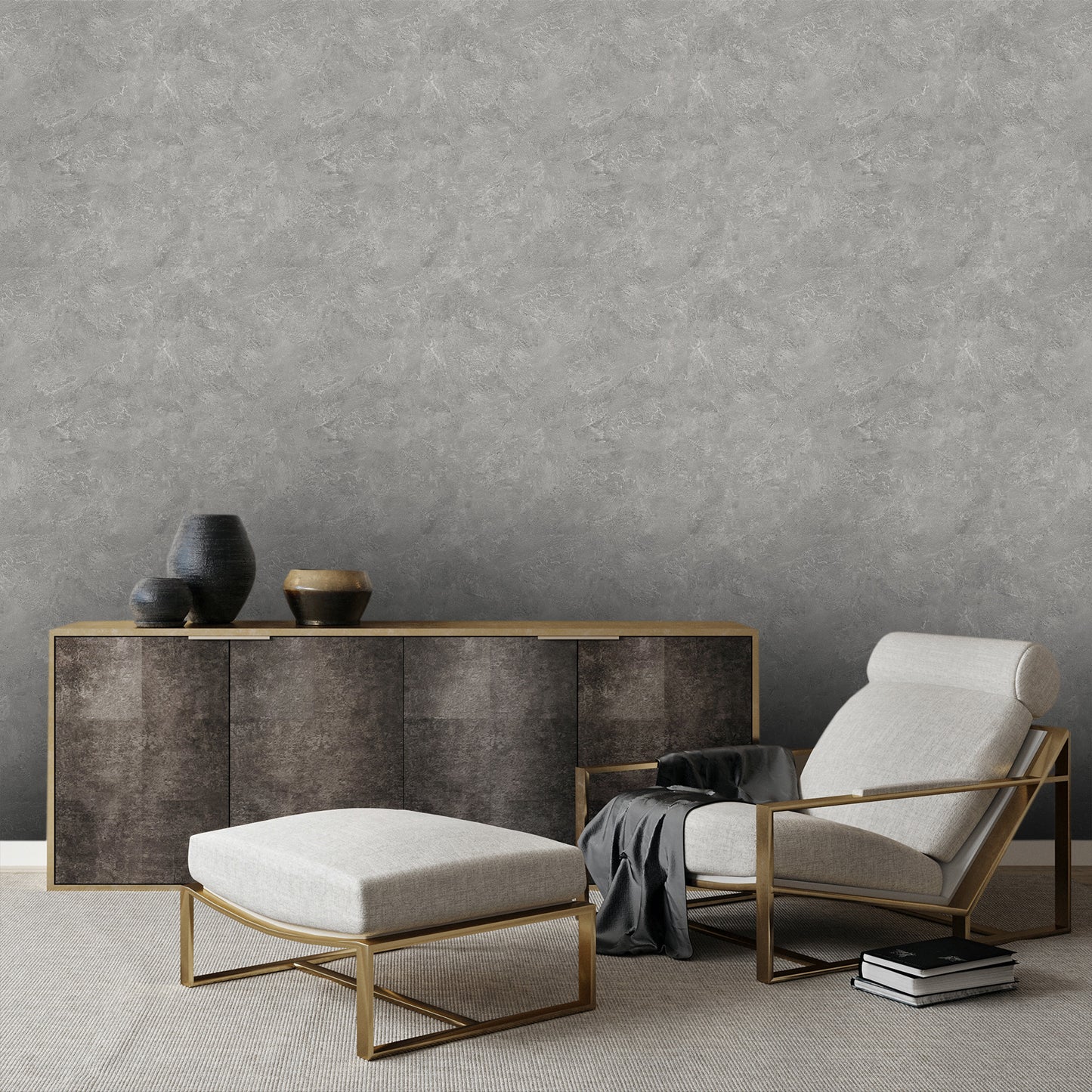 Textured Wallpaper Plastered|Grunge|Abstract in Dark Grey