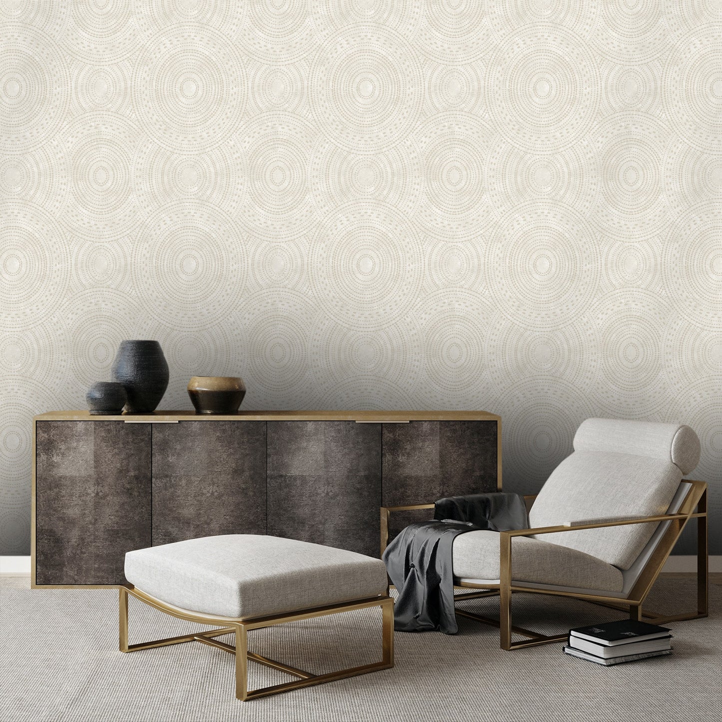 Textured Wallpaper Geometric|Fabric in Beige