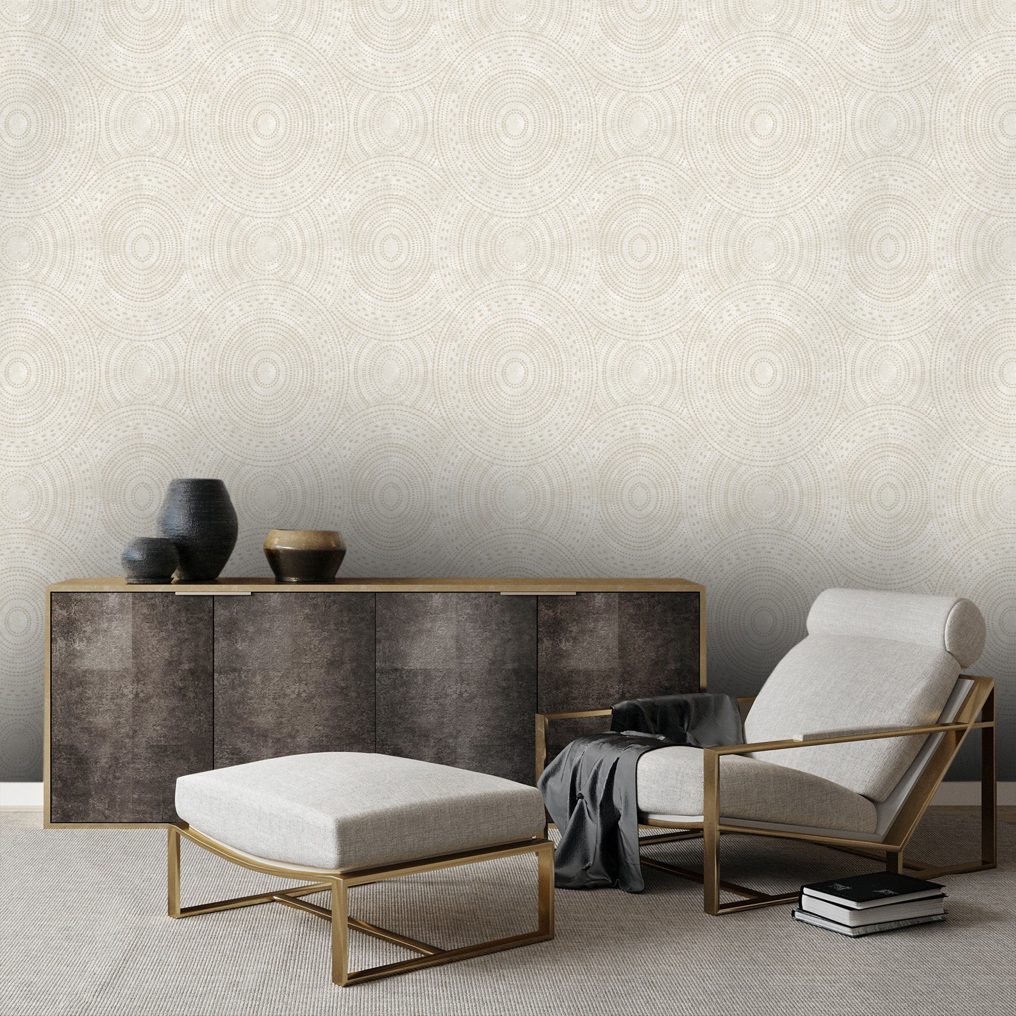 Textured Wallpaper Geometric|Fabric in Beige