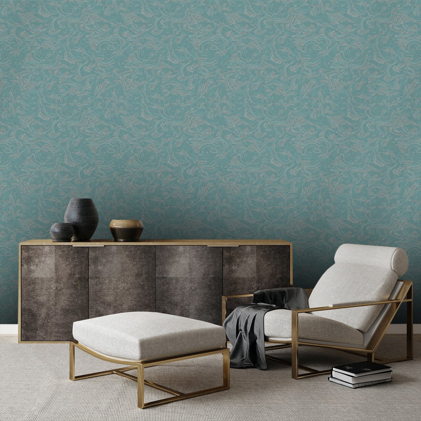 Textured Wallpaper Plastered|Grunge|Abstract in Teal