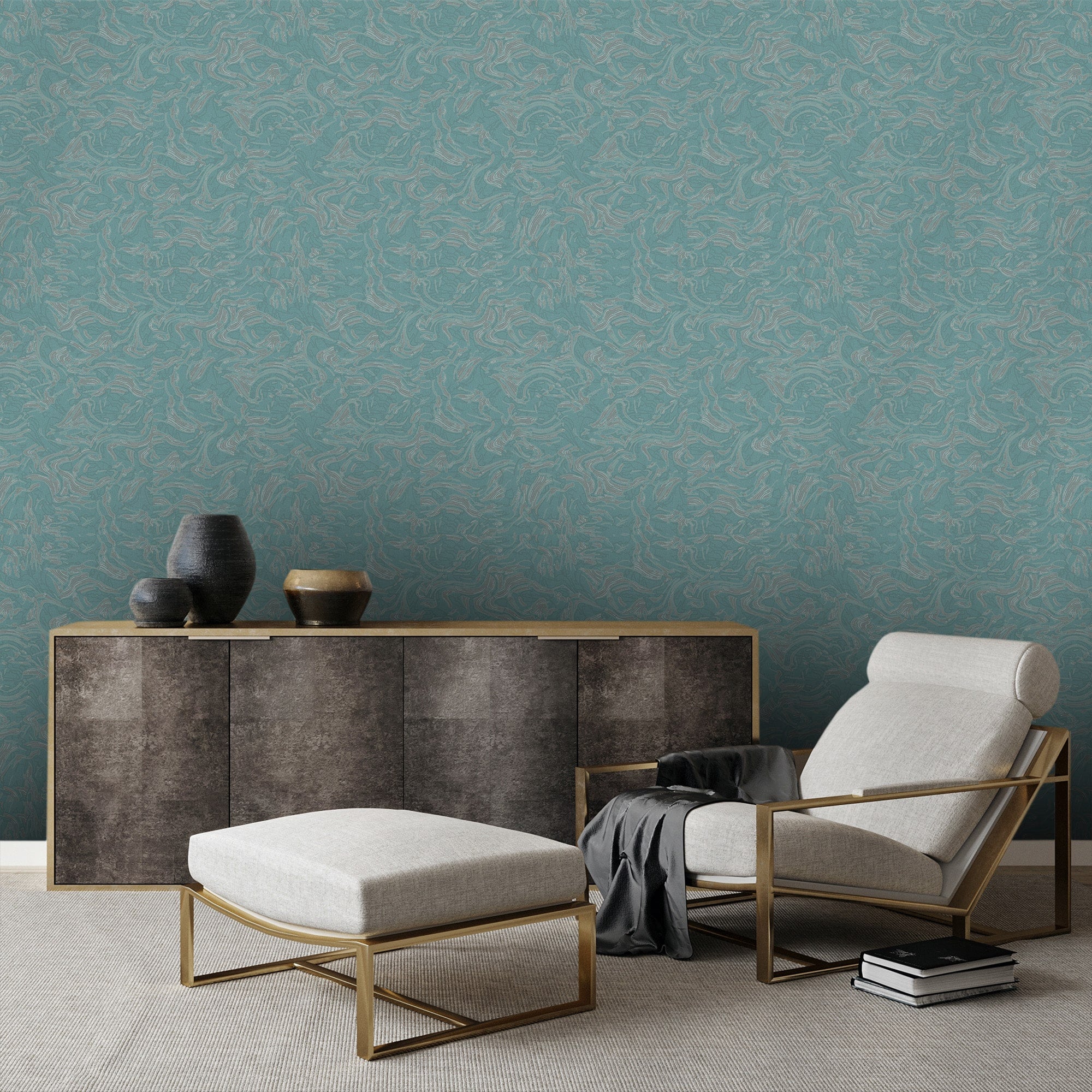Textured Wallpaper Plastered|Grunge|Abstract in Teal