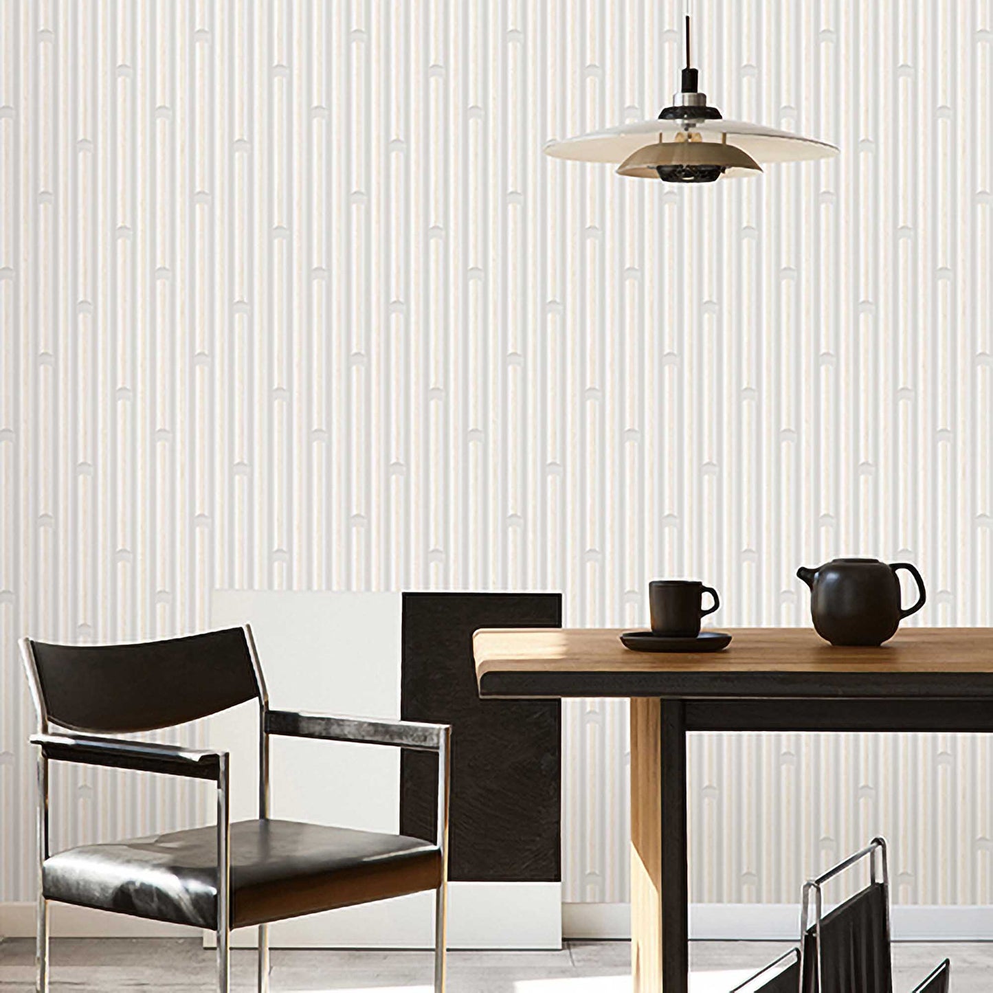 Textured Wallpaper Geometric|Wood in White