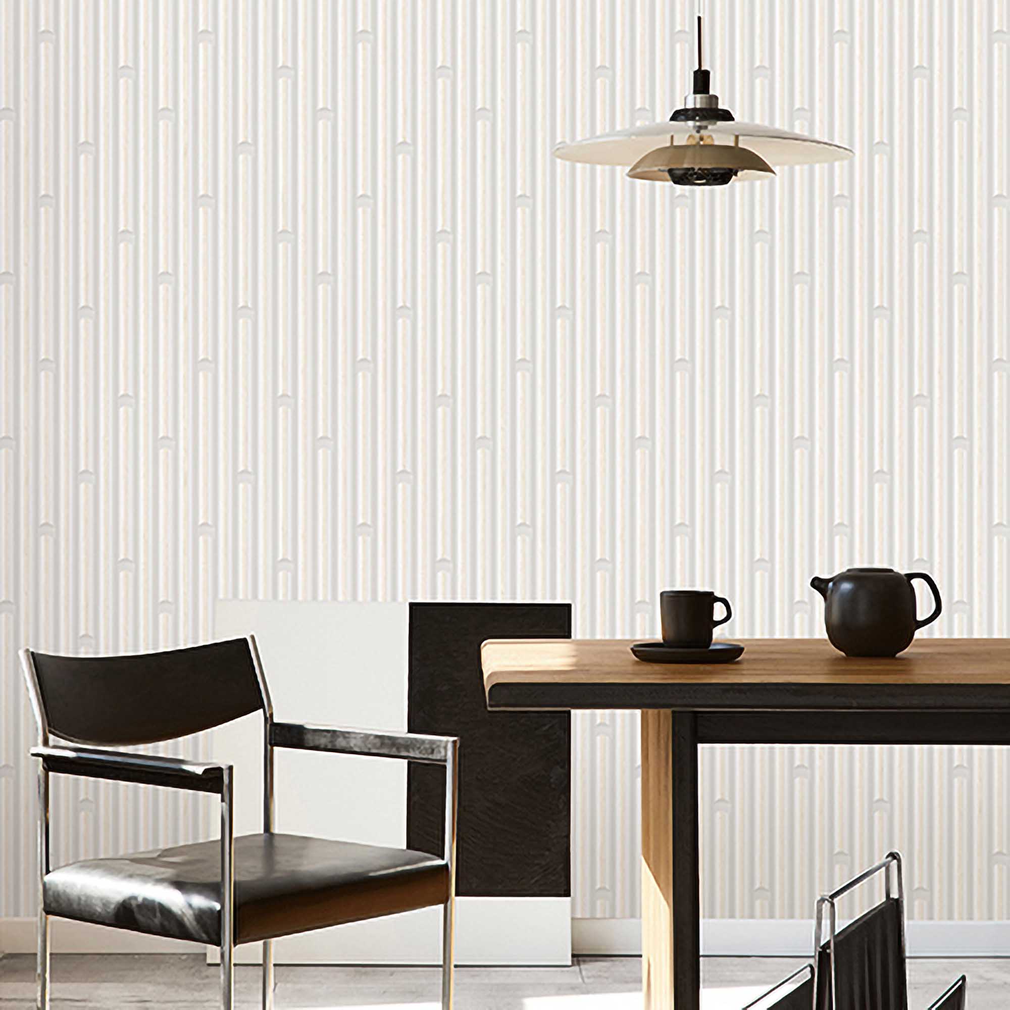 Textured Wallpaper Geometric|Wood in White