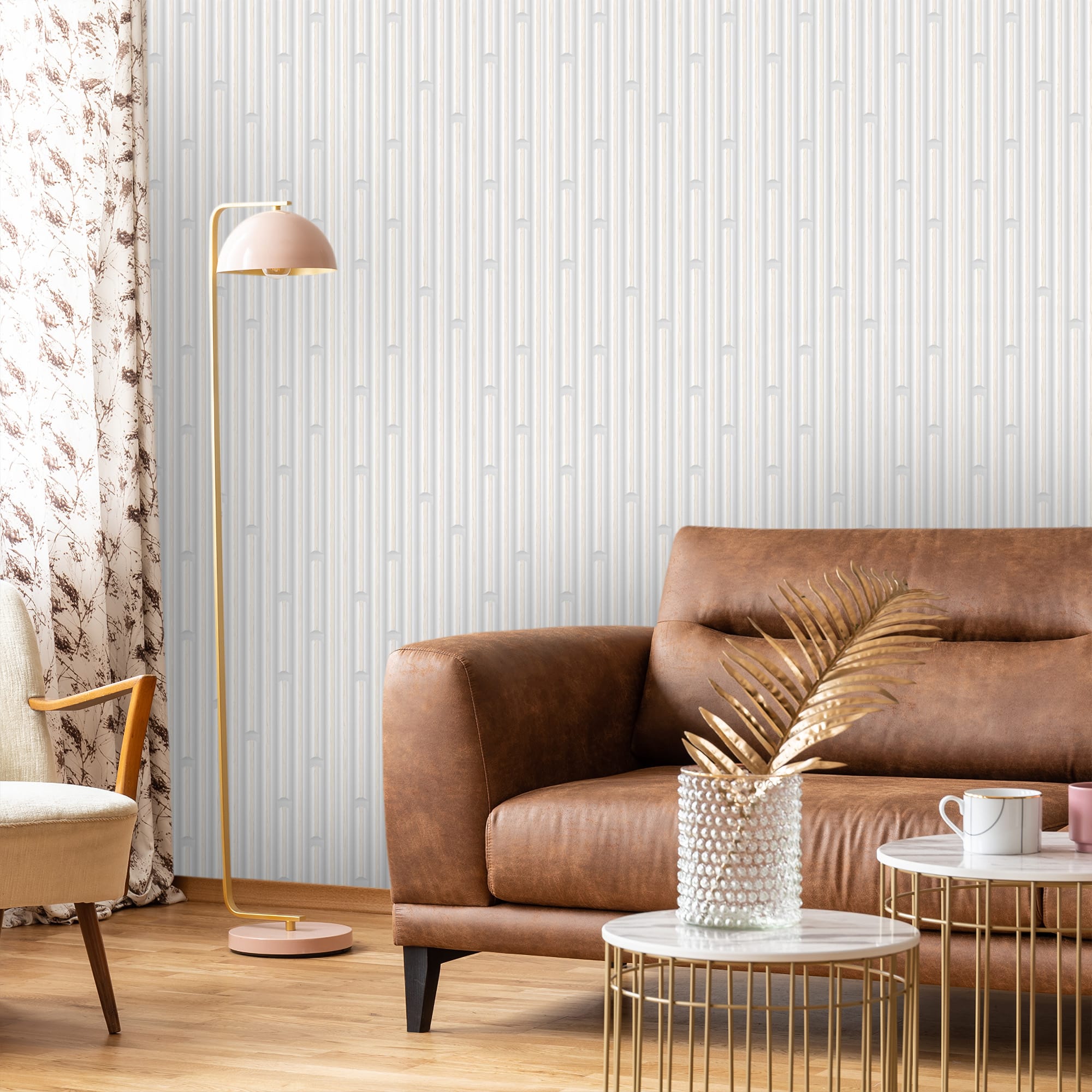 Textured Wallpaper Geometric|Wood in White