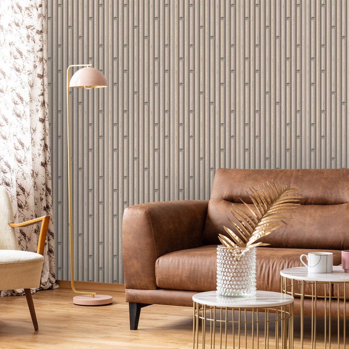 Textured Wallpaper Geometric|Wood in Brown