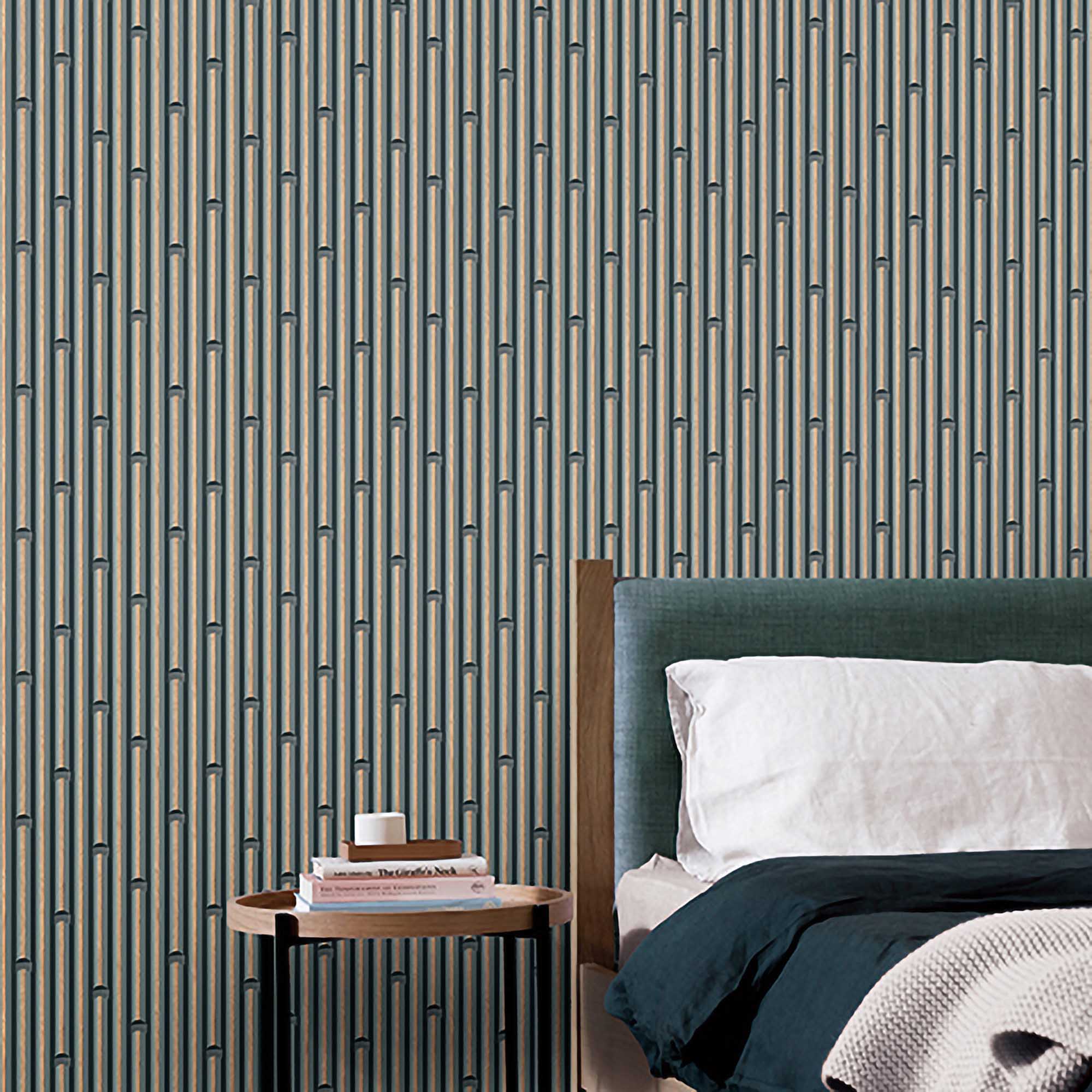 Textured Wallpaper Geometric|Wood in Green