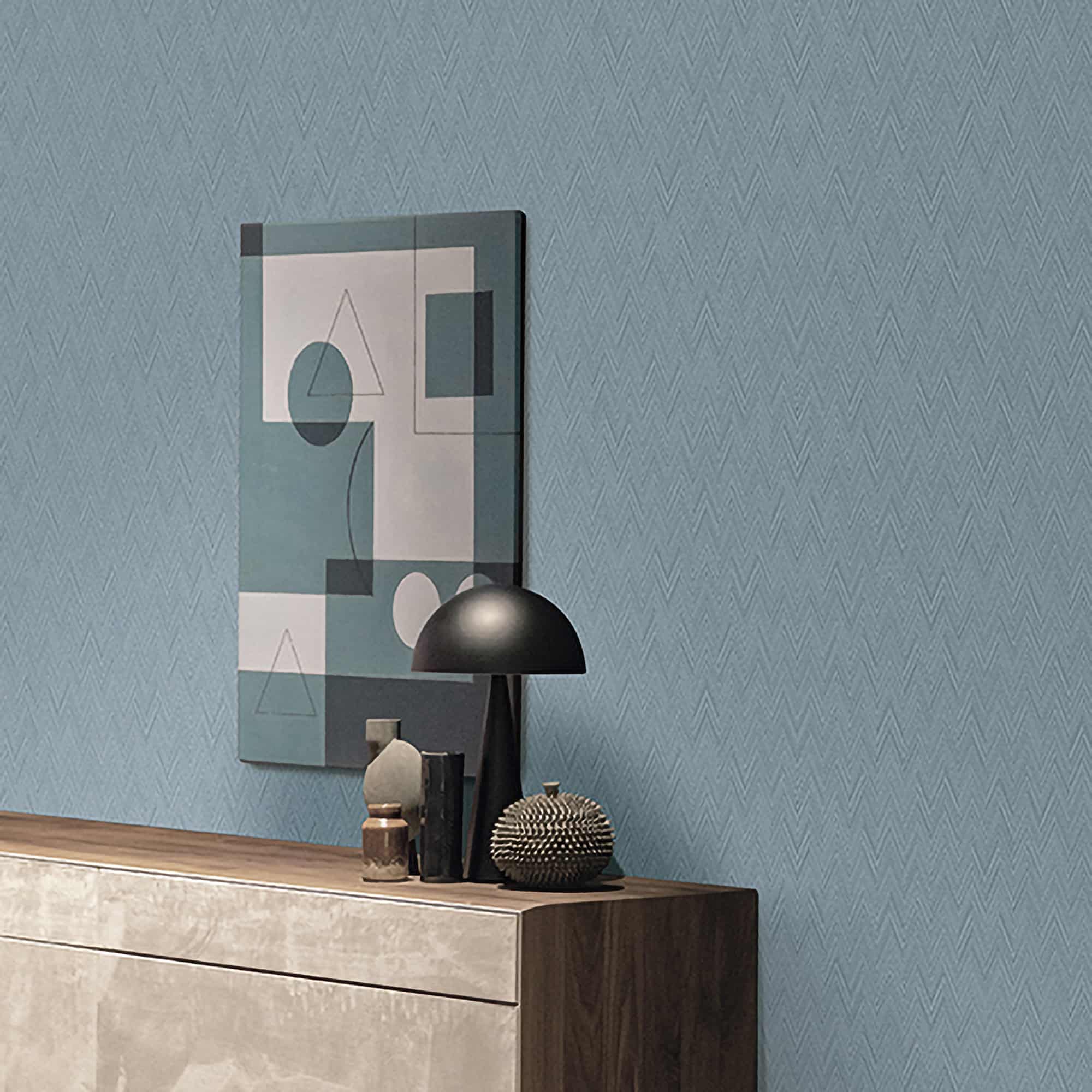 Textured Wallpaper Ikat|Chevron|Rustic in Blue