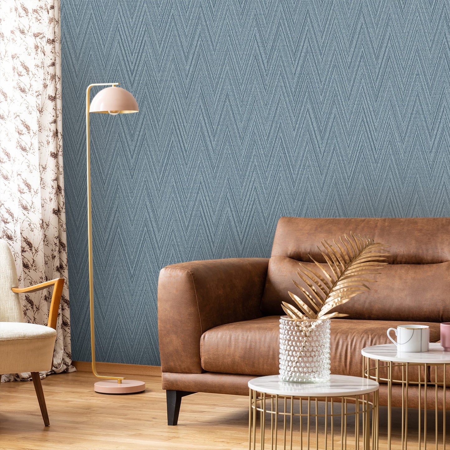 Textured Wallpaper Ikat|Chevron|Rustic in Blue