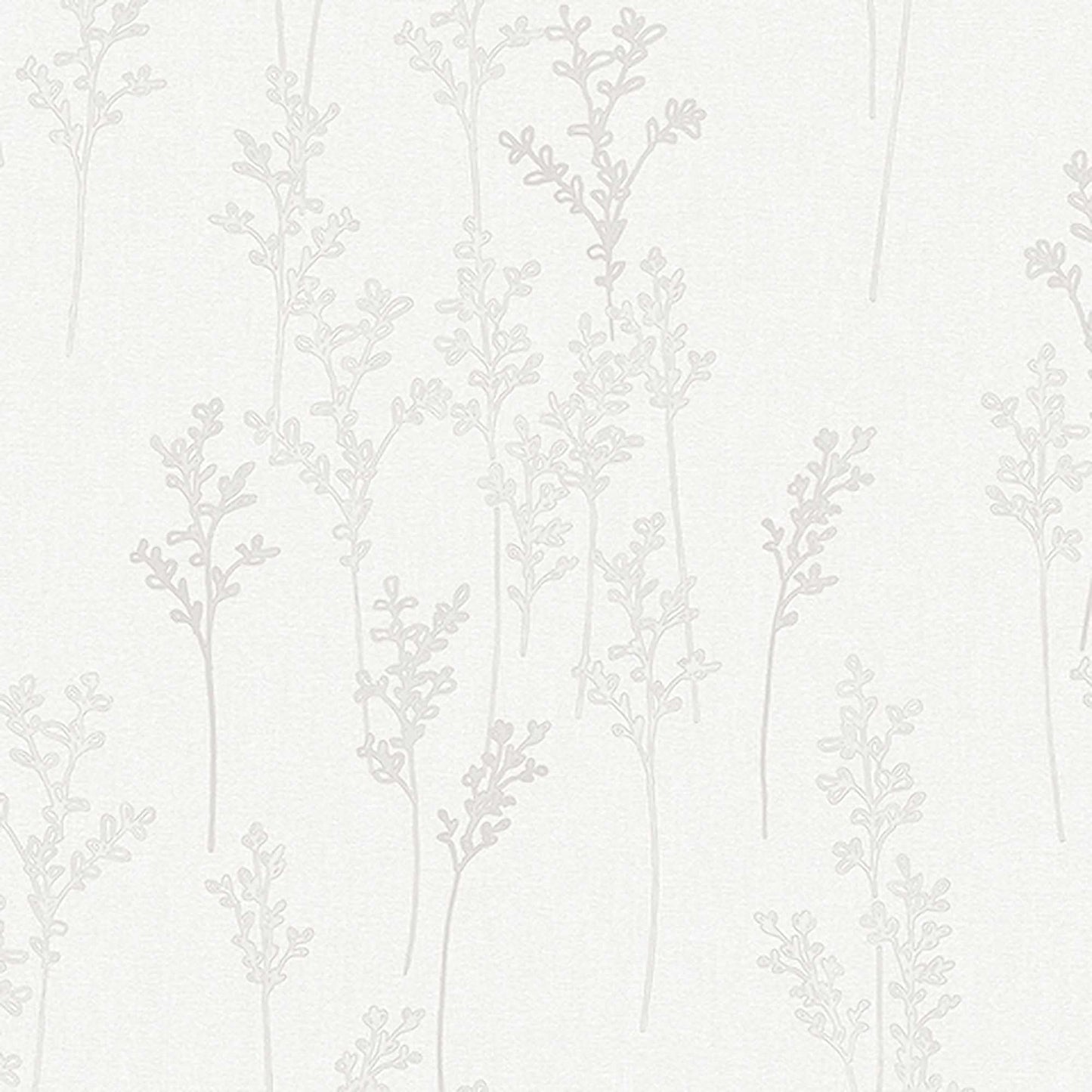 Textured Wallpaper Floral in White|Silver