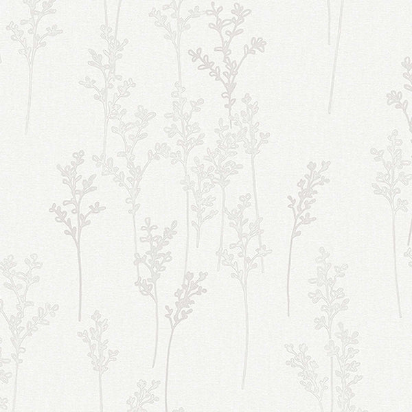 Textured Wallpaper Floral in White|Silver