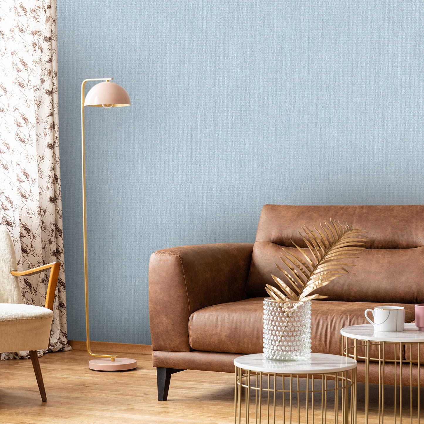 Textured Wallpaper Fabric in Cerulean|Blue