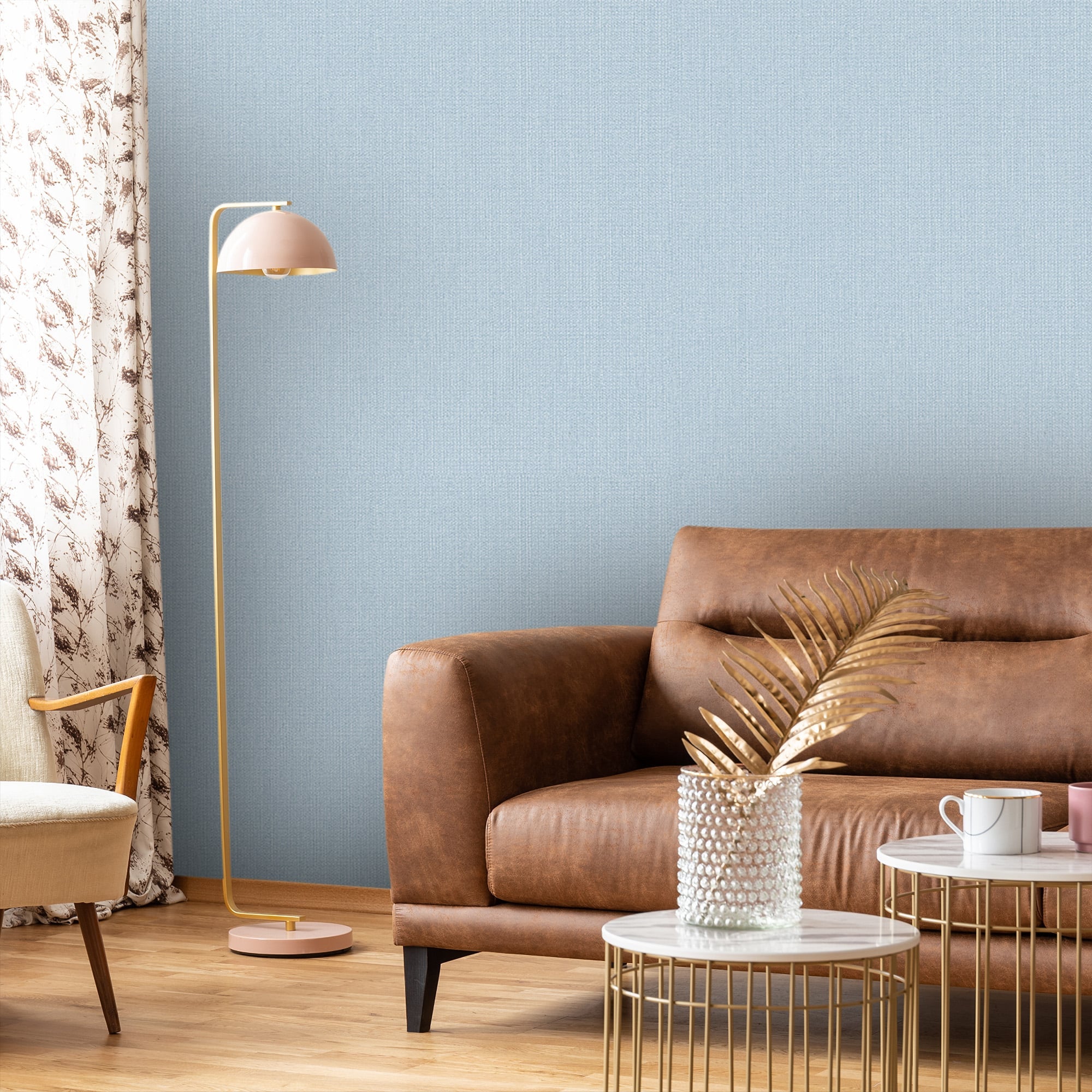 Textured Wallpaper Fabric in Cerulean|Blue