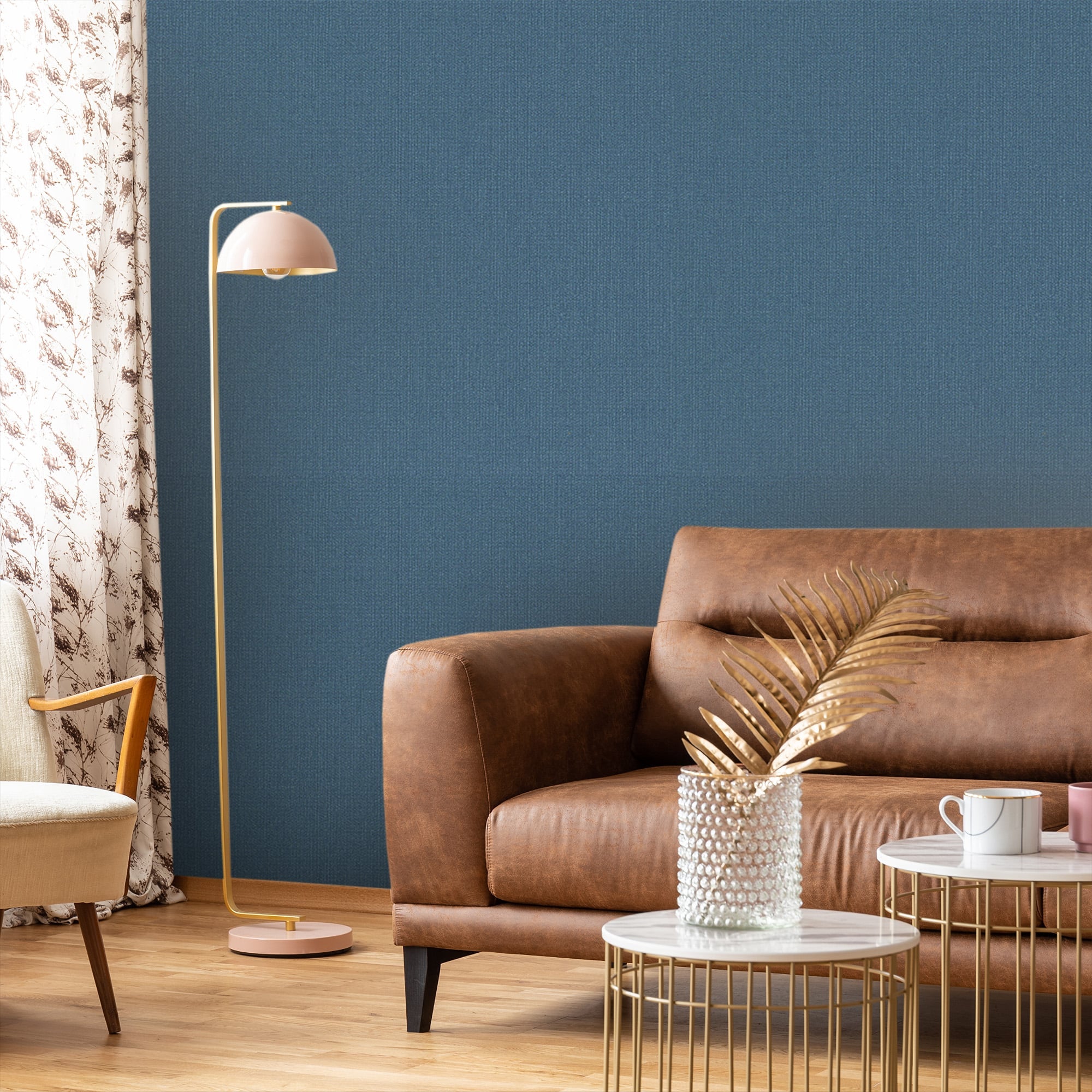 Textured Wallpaper Fabric in Aegean|Blue