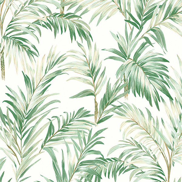 Textured Wallpaper Floral in White|Green