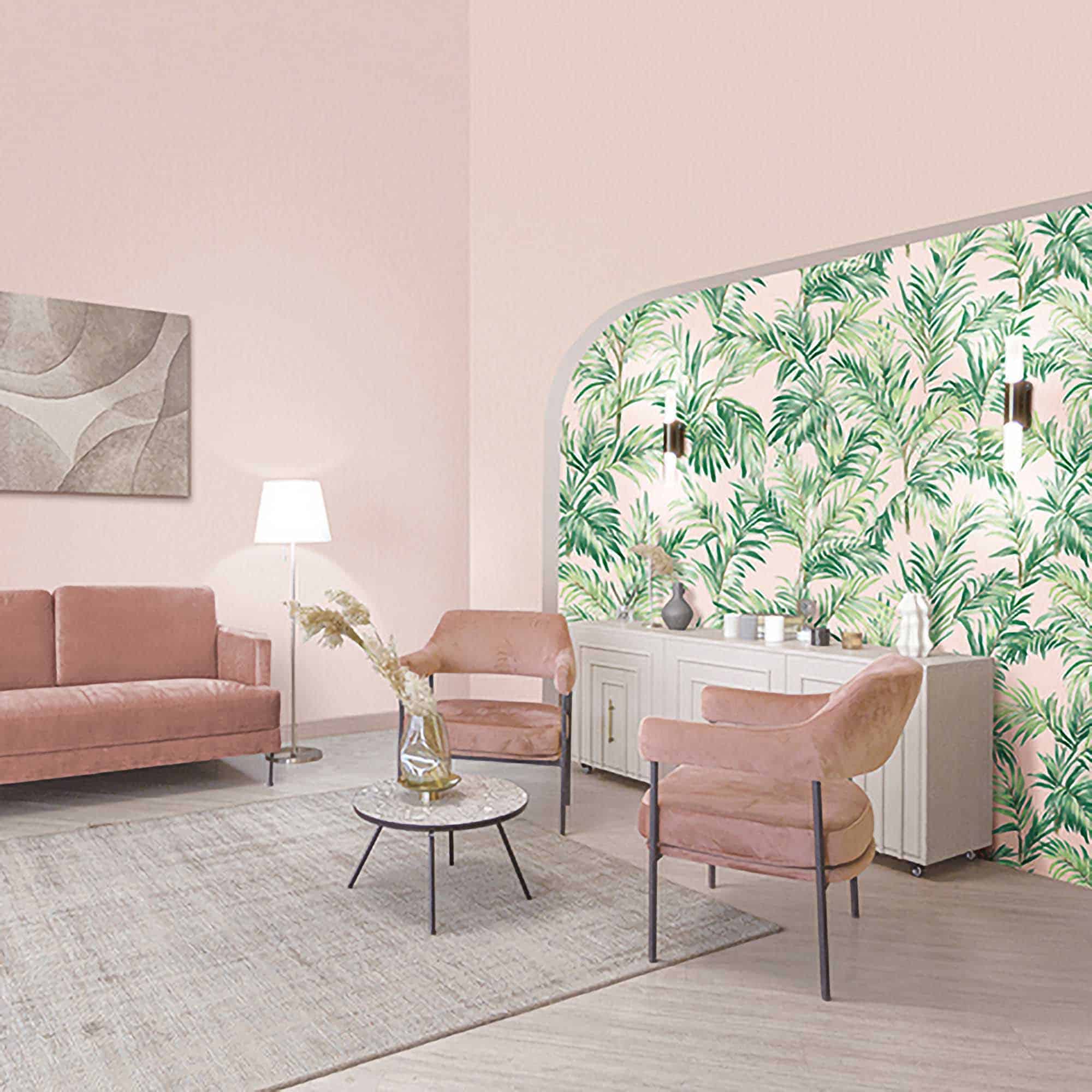 Textured Wallpaper Floral in Pink|Green