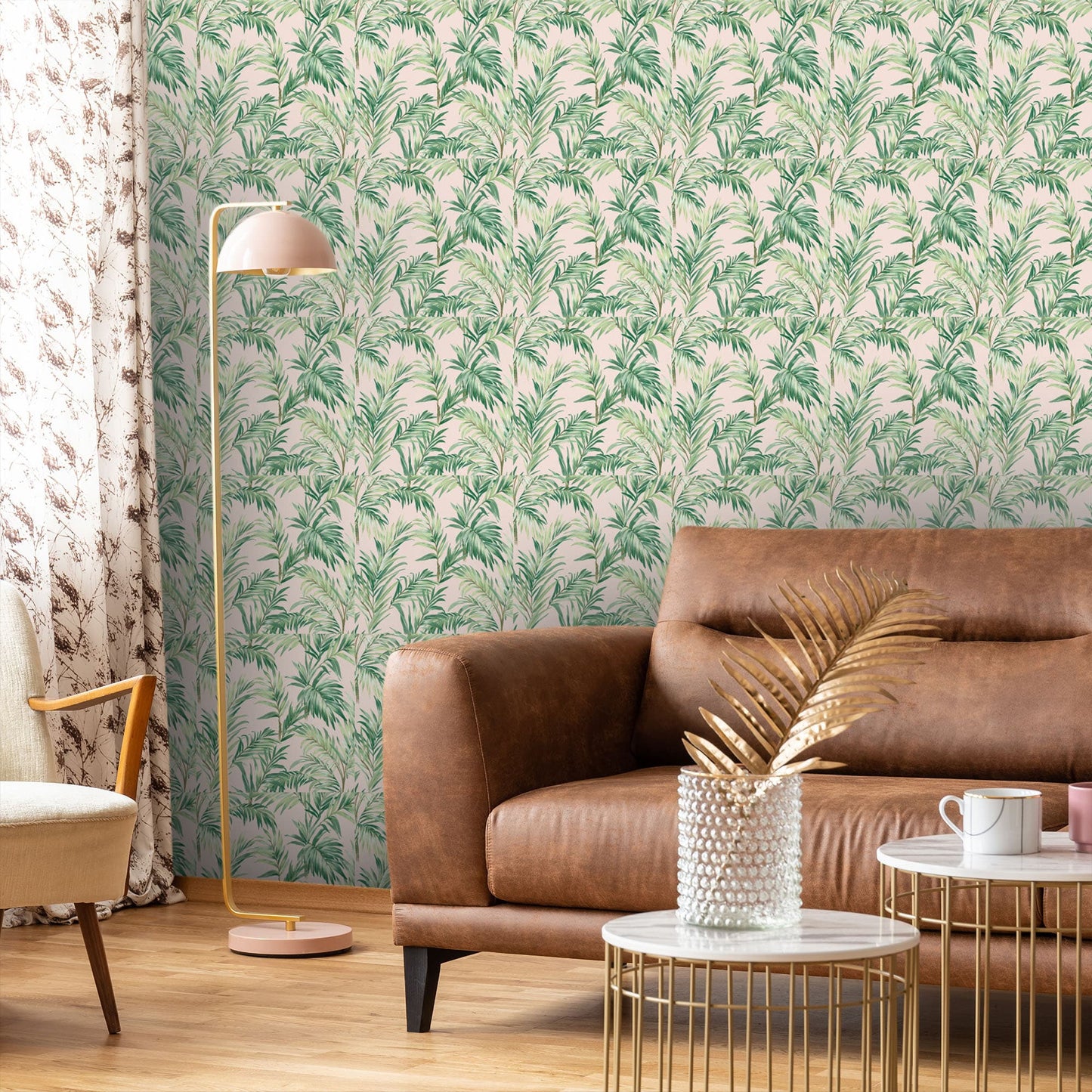 Textured Wallpaper Floral in Pink|Green