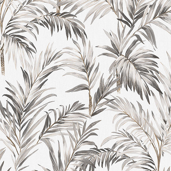 Textured Wallpaper Floral in Grey|White