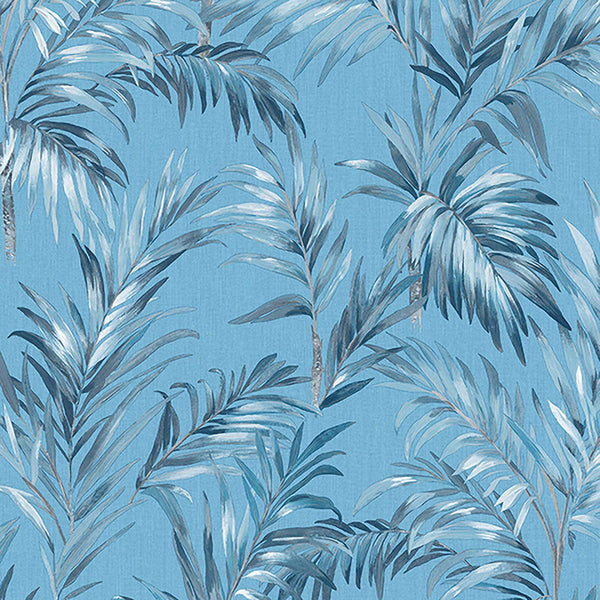 Textured Wallpaper Floral in Blue