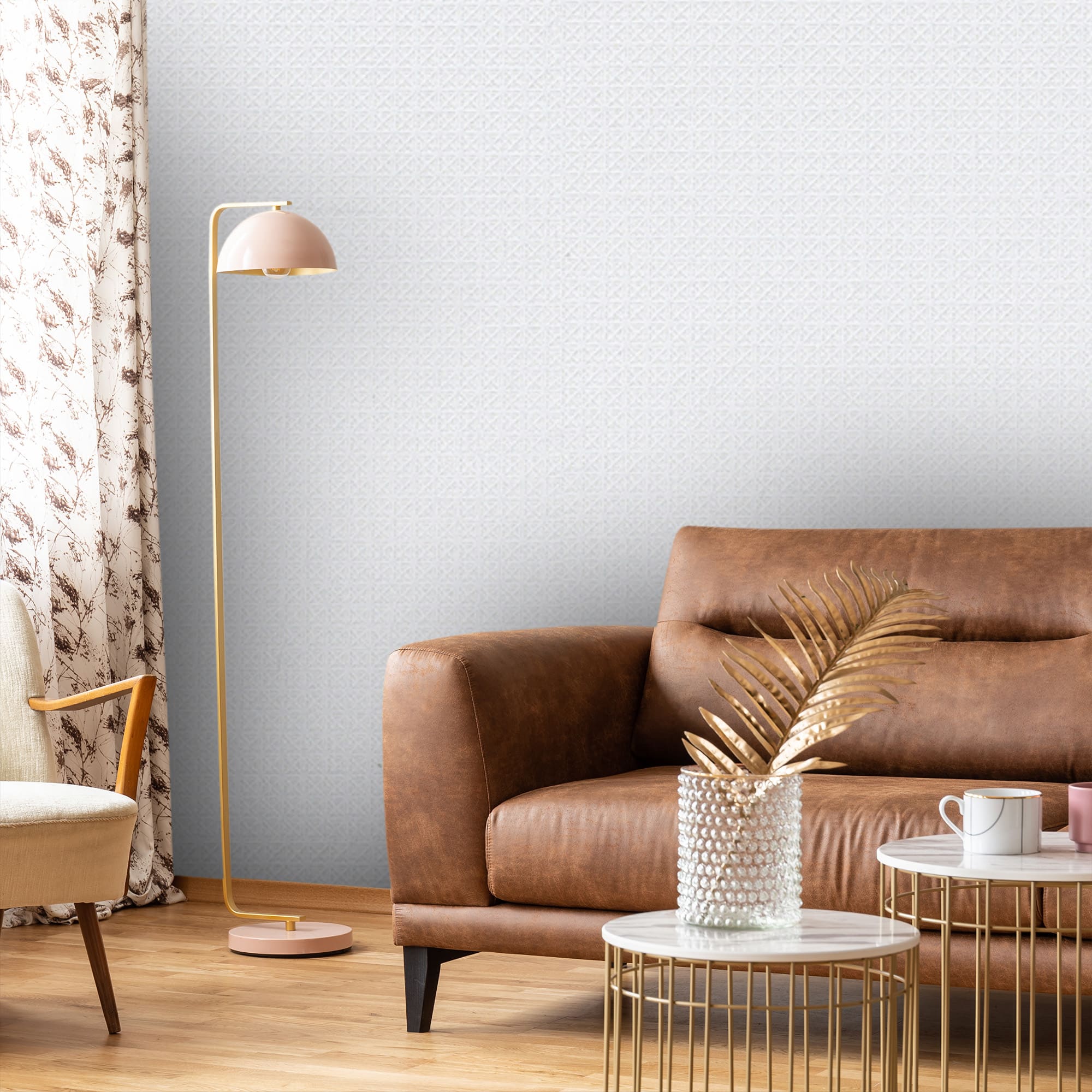 Textured Wallpaper Fabric|Geometric in Light Grey