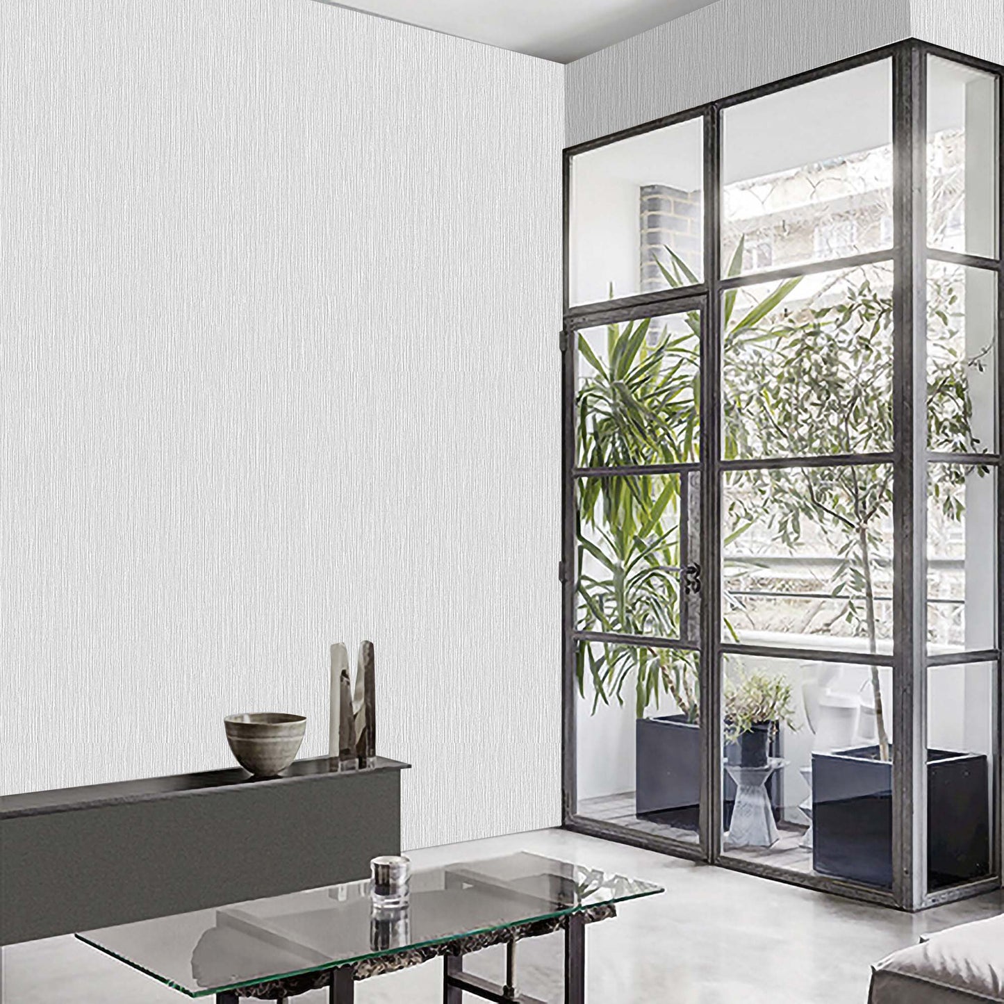 Textured Wallpaper Fabric in Light Grey