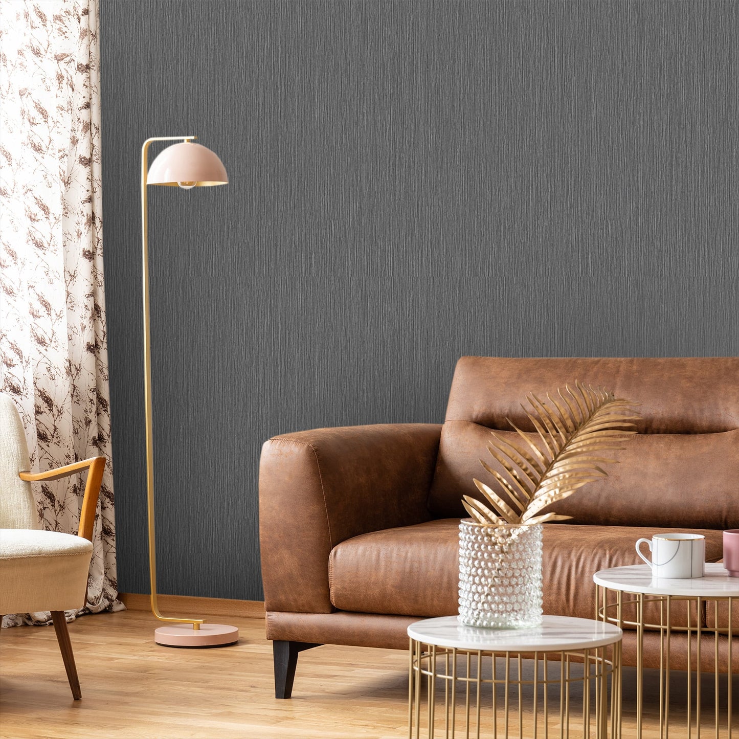 Textured Wallpaper Fabric in Black|Charcoal|Grey