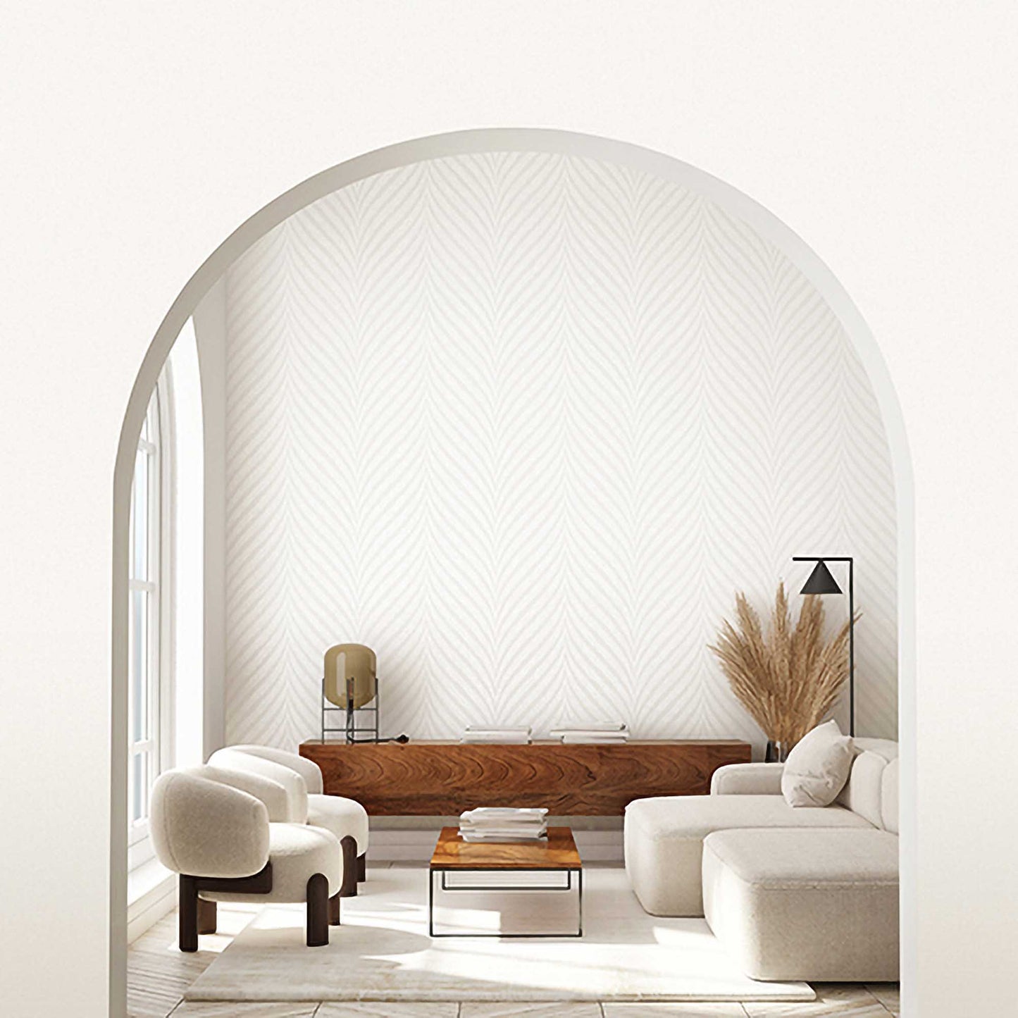 Textured Wallpaper Chevron in White