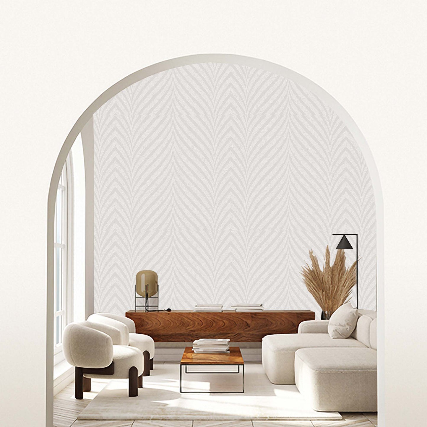 Textured Wallpaper Chevron in Light Grey