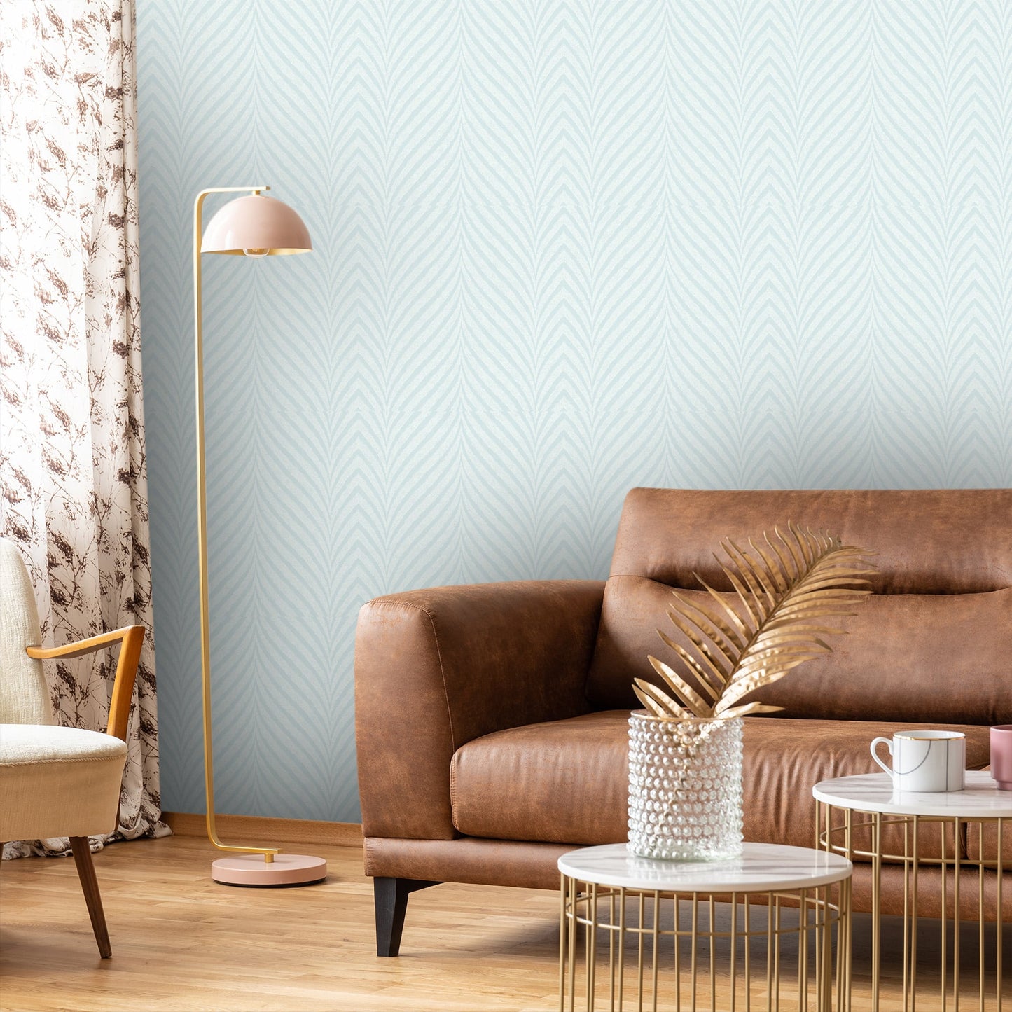 Textured Wallpaper Chevron in Teal