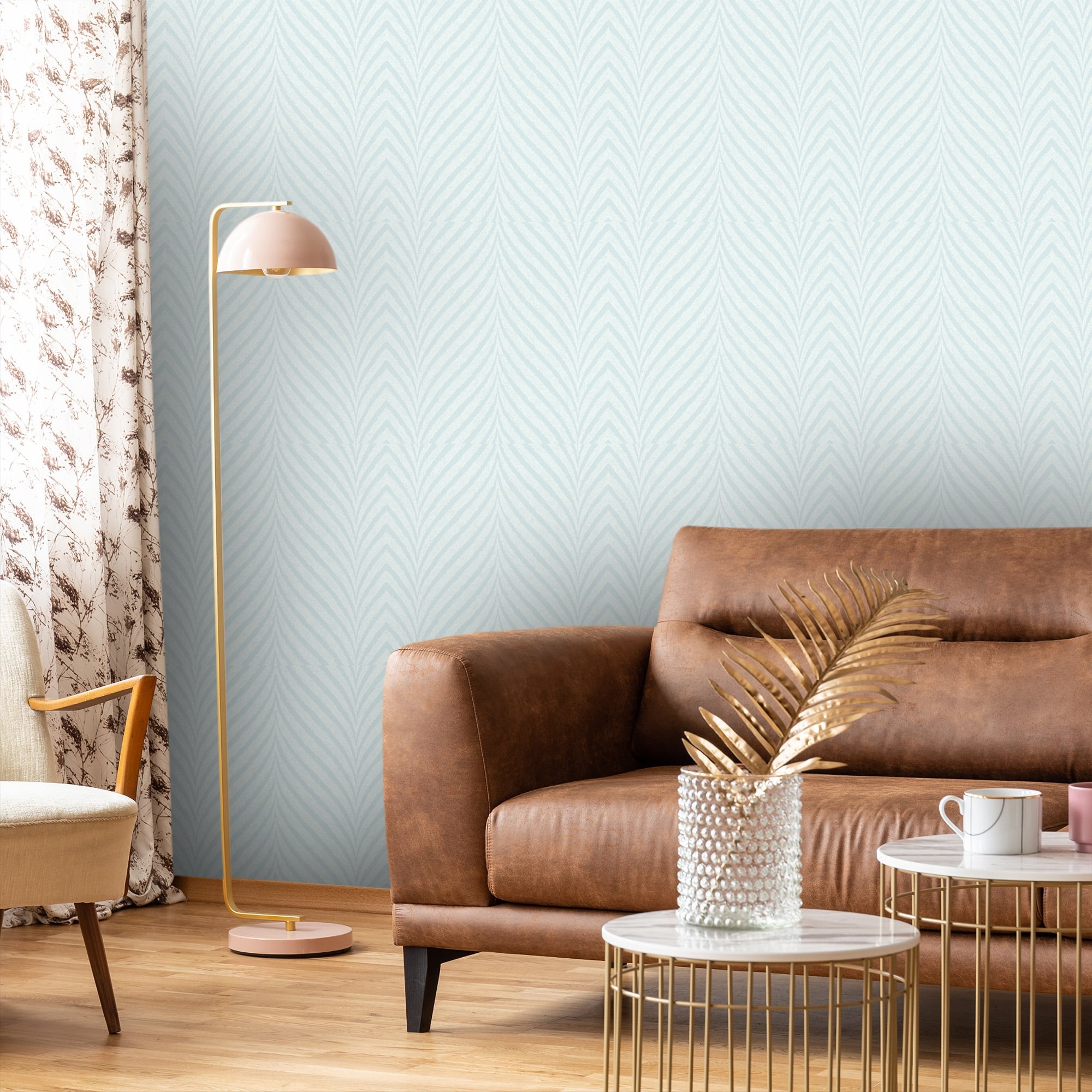 Textured Wallpaper Chevron in Teal