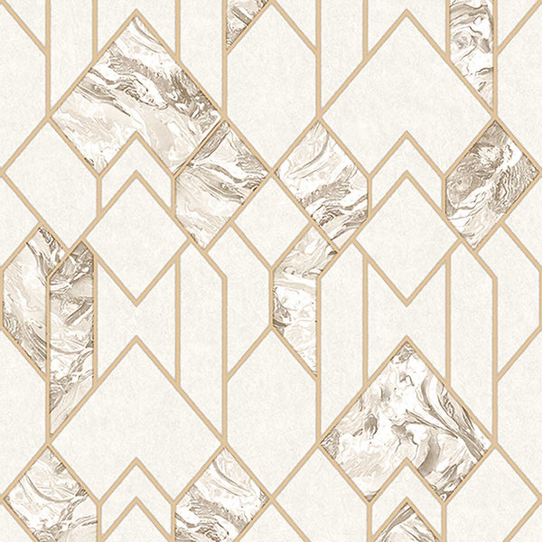 Textured Wallpaper Trellis in Gold|Beige