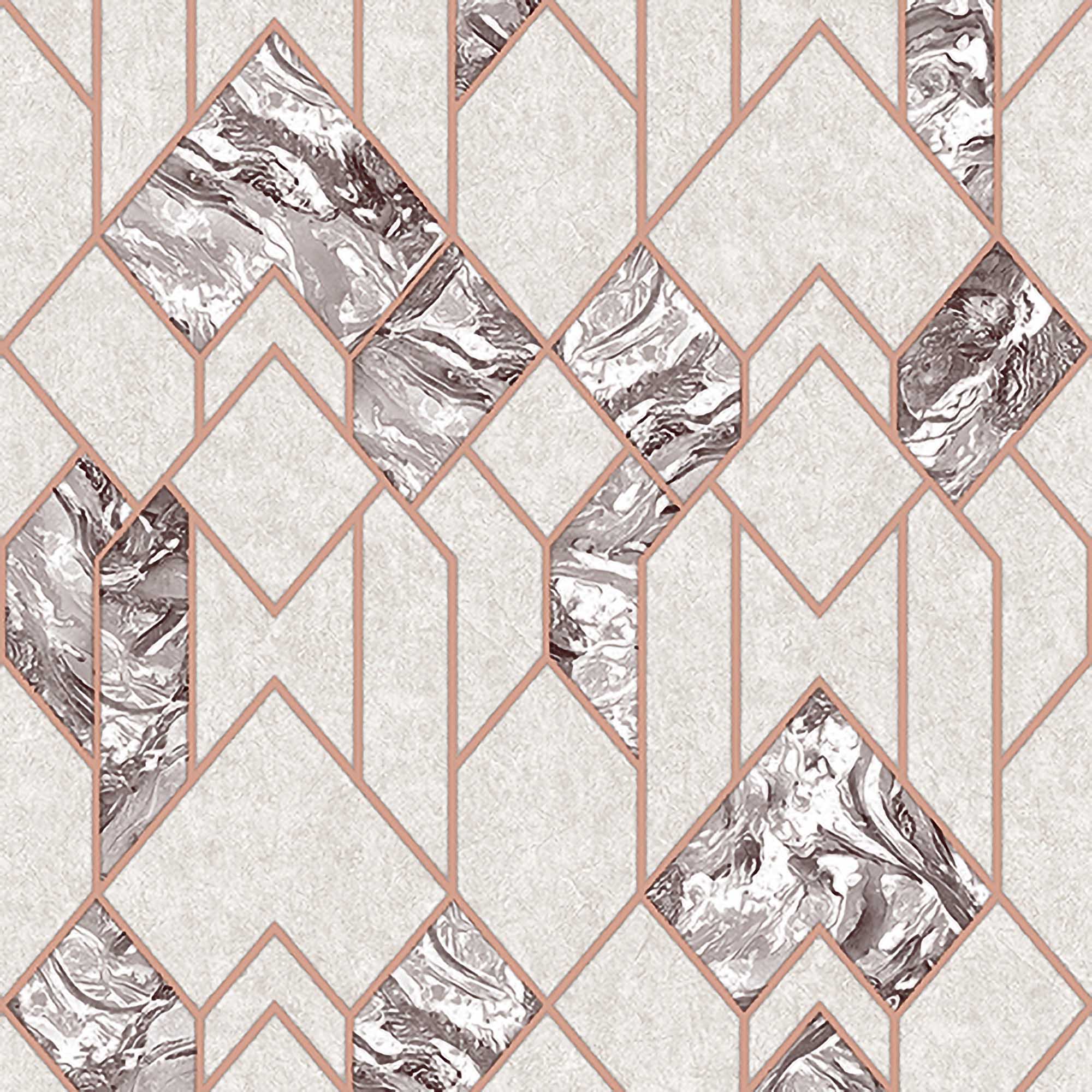 Textured Wallpaper Trellis in Grey|Rose Gold
