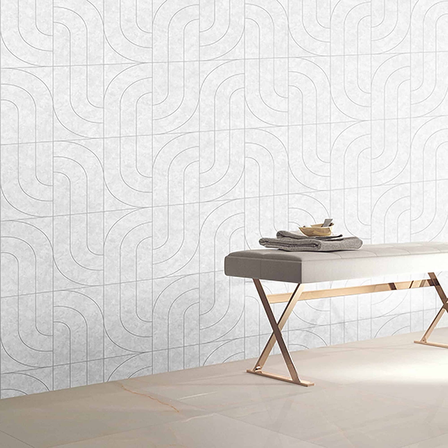 Textured Wallpaper Abstract|Plastered|Grunge|Geometric in White|Silver