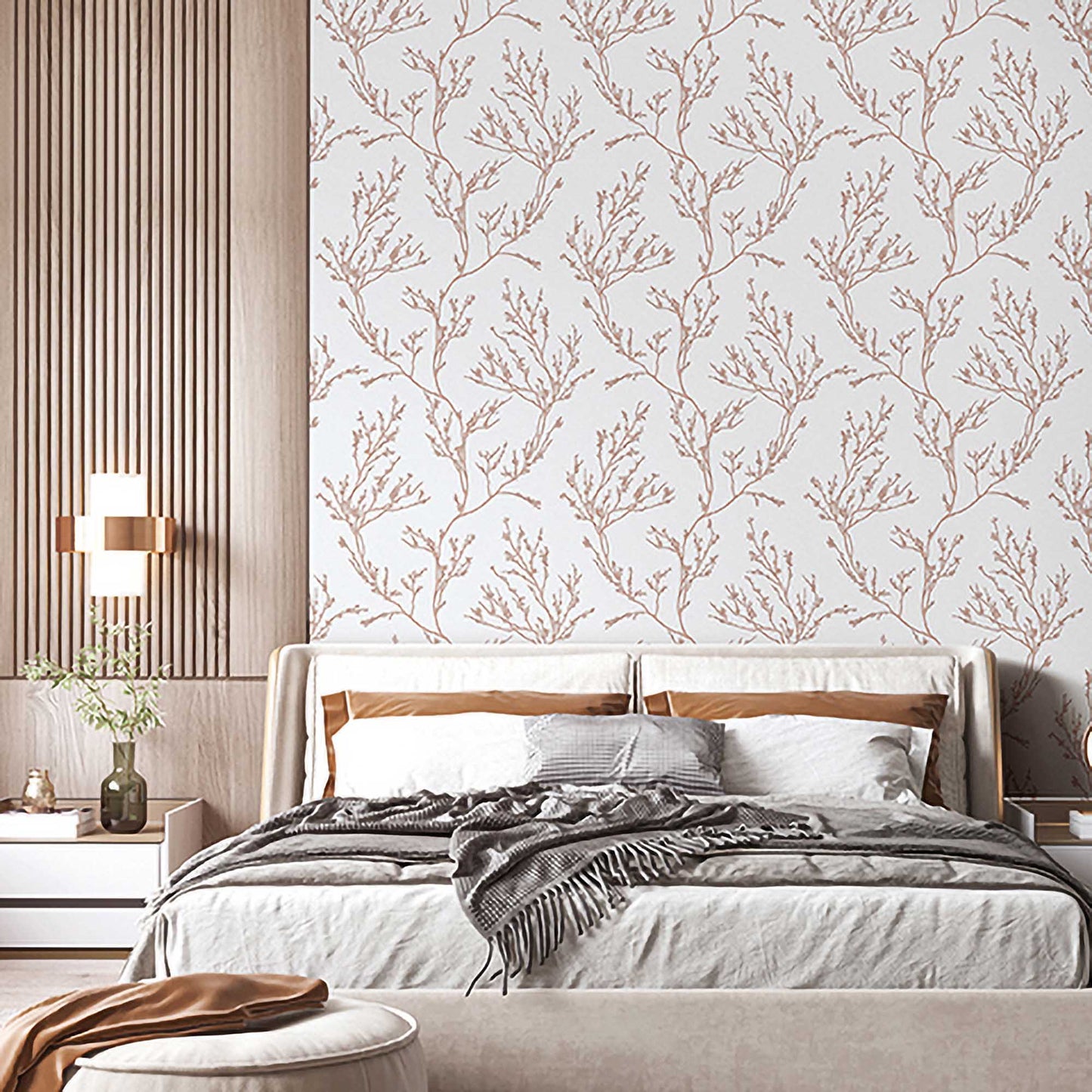 Textured Wallpaper Floral in Grey|Gold