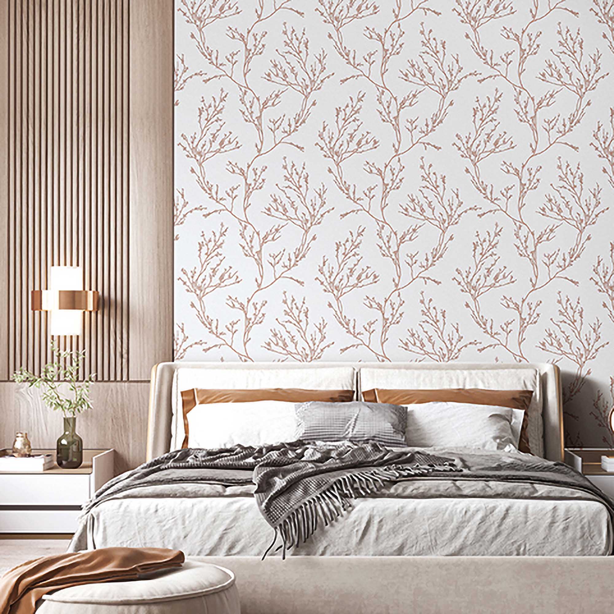 Textured Wallpaper Floral in Grey|Gold