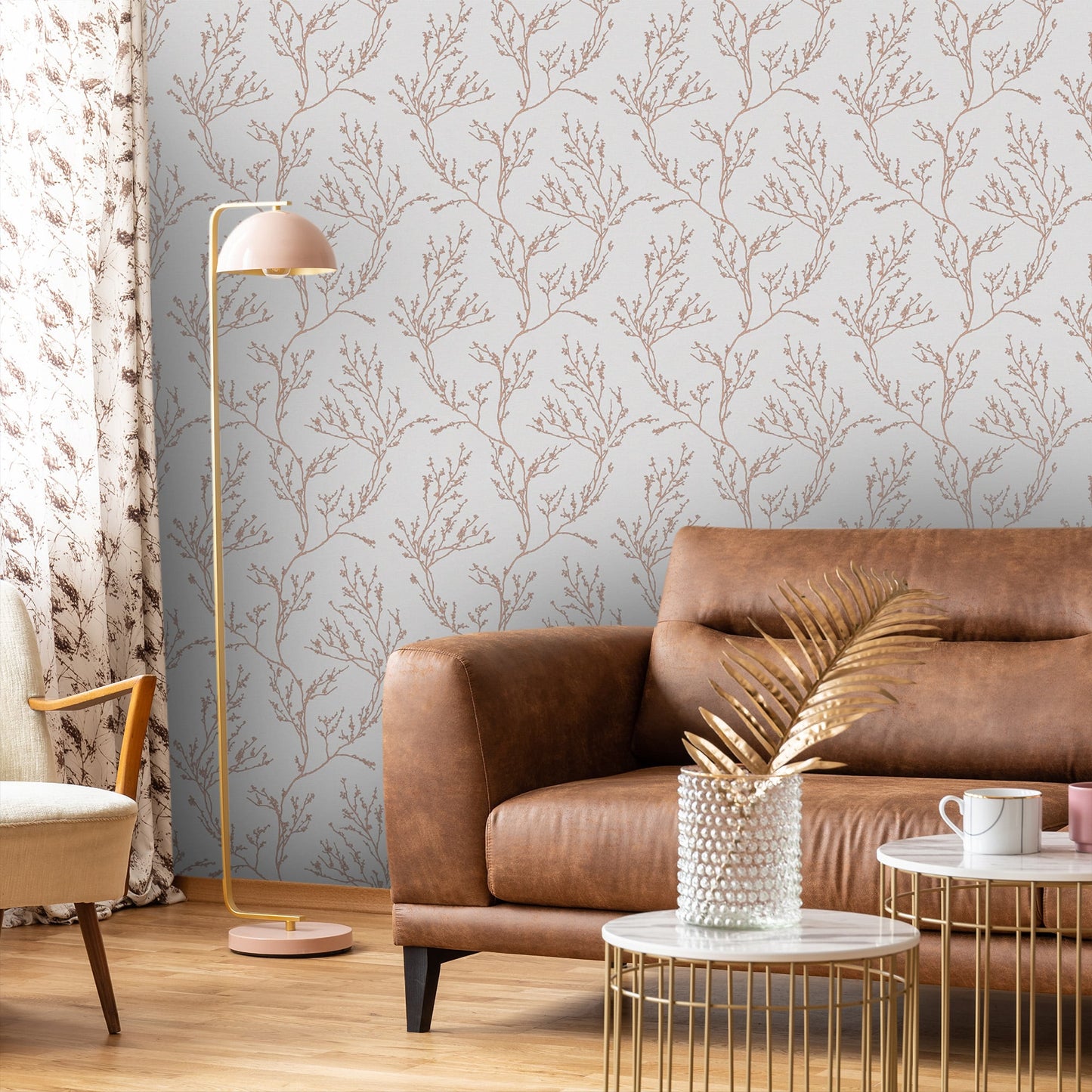 Textured Wallpaper Floral in Grey|Gold
