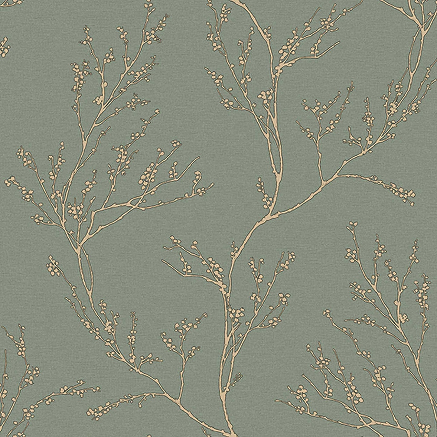 Textured Wallpaper Floral in Green|Gold