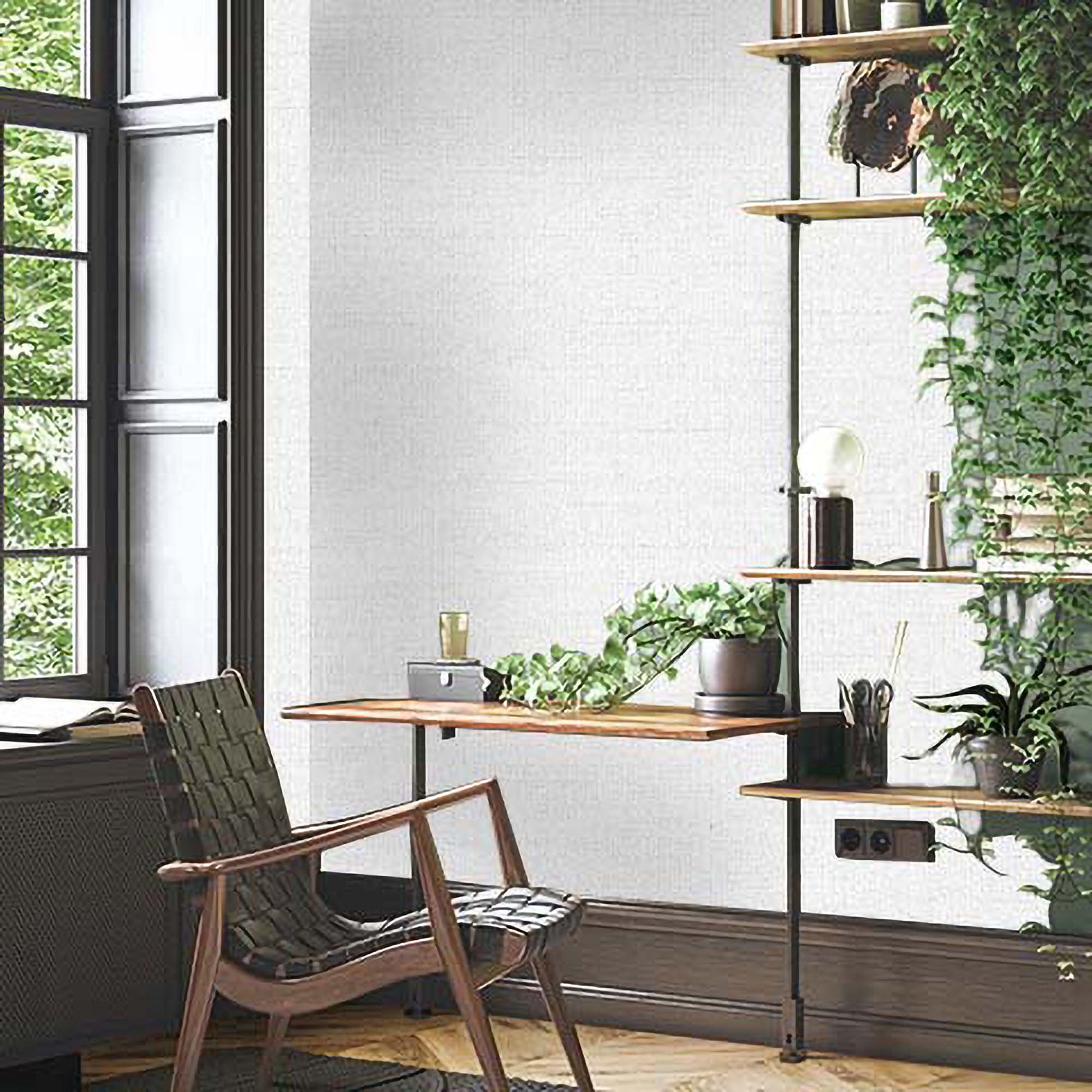 Textured Wallpaper Fabric in Light Grey