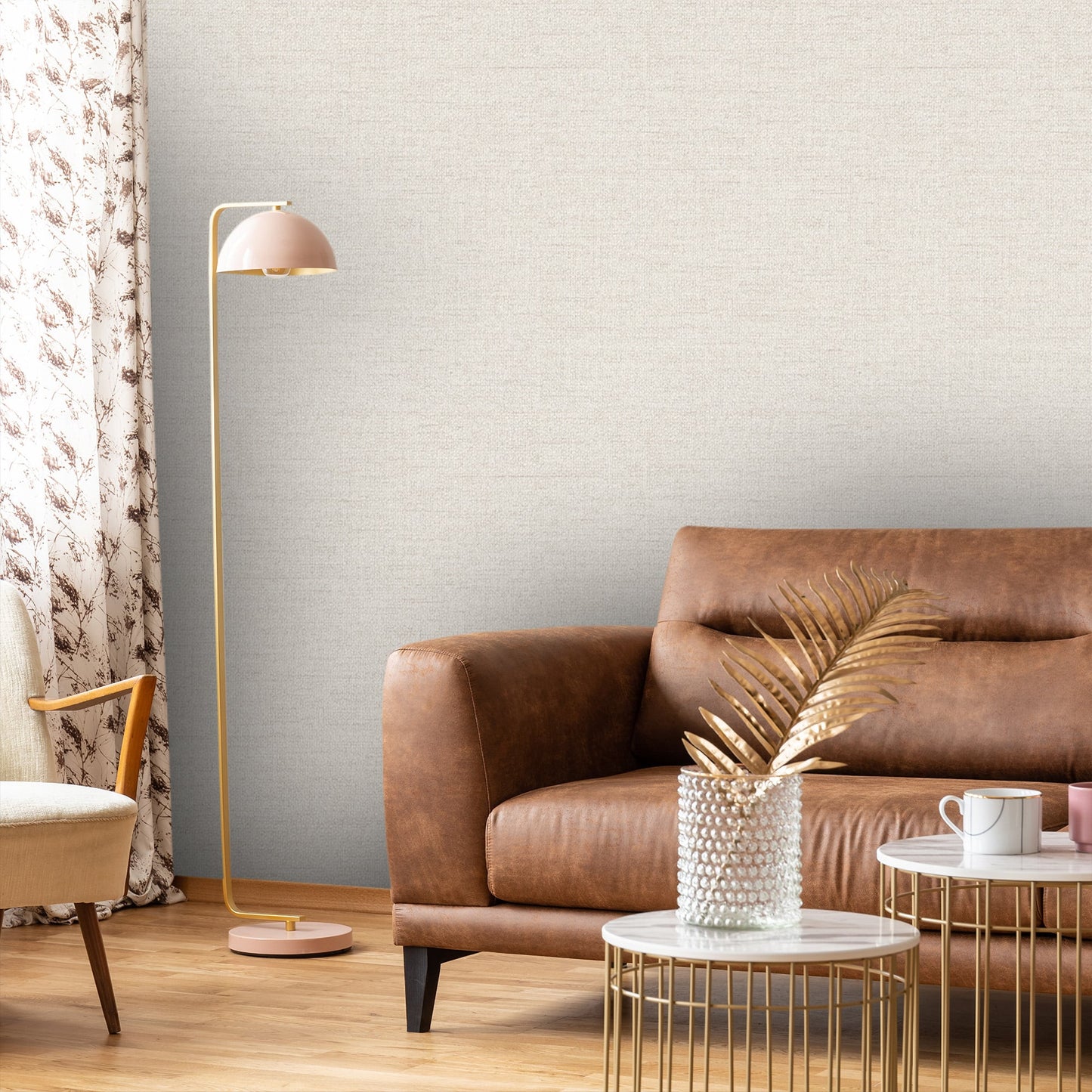 Textured Wallpaper Fabric in Beige