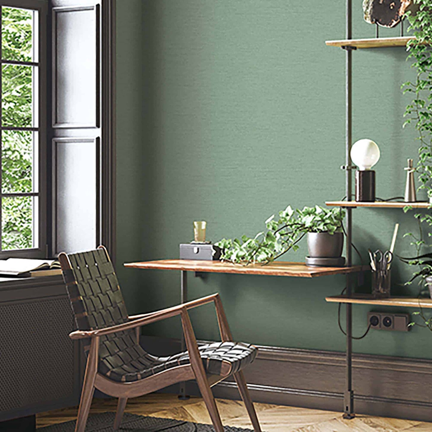 Textured Wallpaper Fabric in Sage|Green
