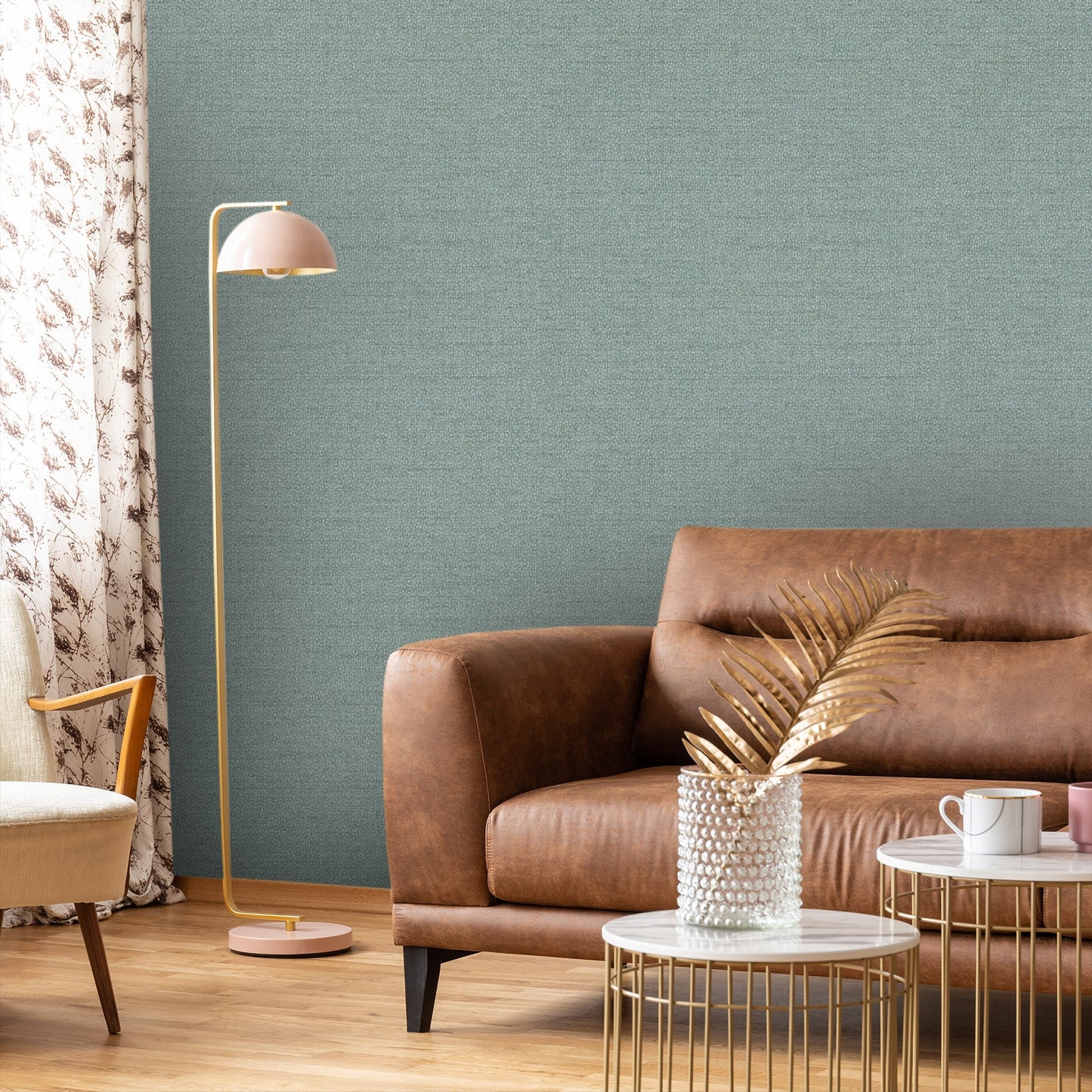 Textured Wallpaper Fabric in Sage|Green