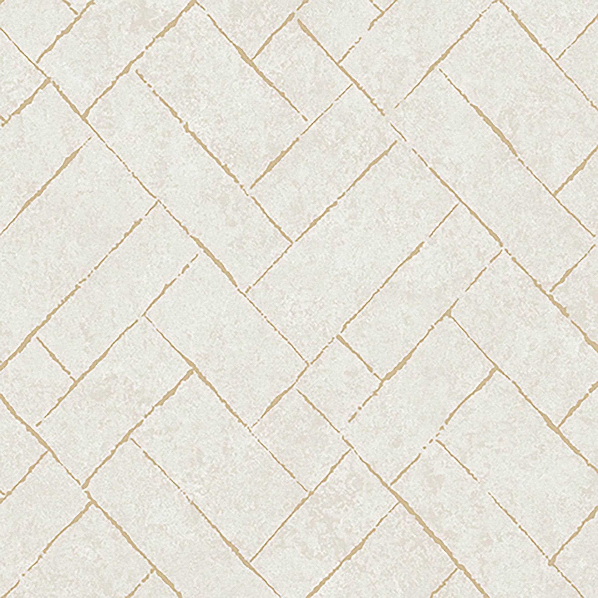 Textured Wallpaper Herringbone|Distressed|Plastered|Grunge in Cream|Gold