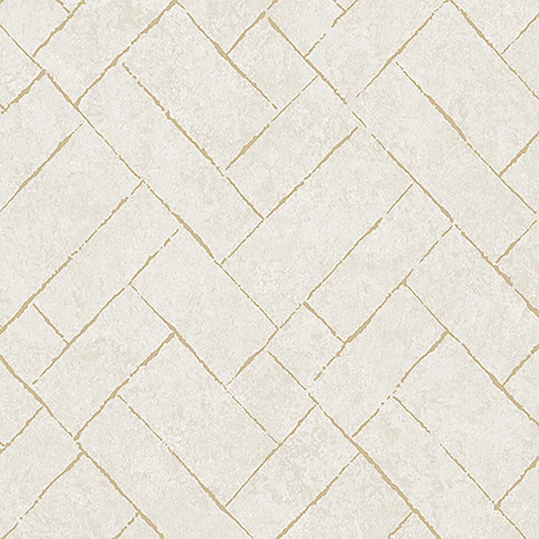 Textured Wallpaper Herringbone|Distressed|Plastered|Grunge in Cream|Gold