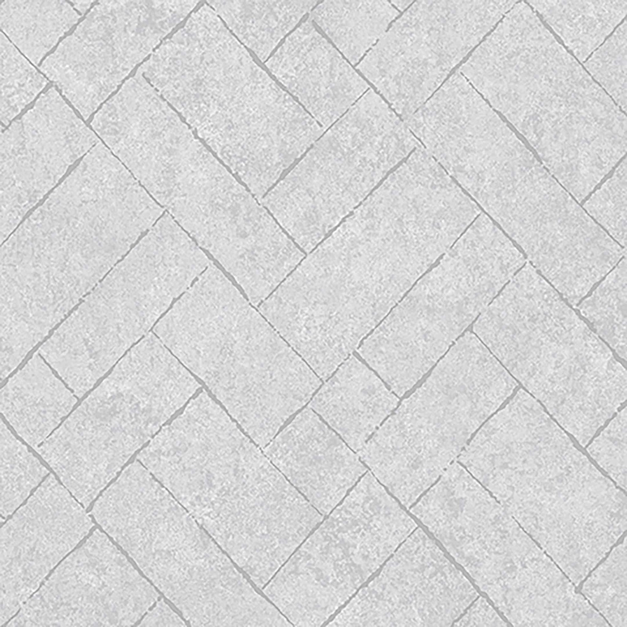 Textured Wallpaper Herringbone|Distressed|Plastered|Grunge in Grey|Silver